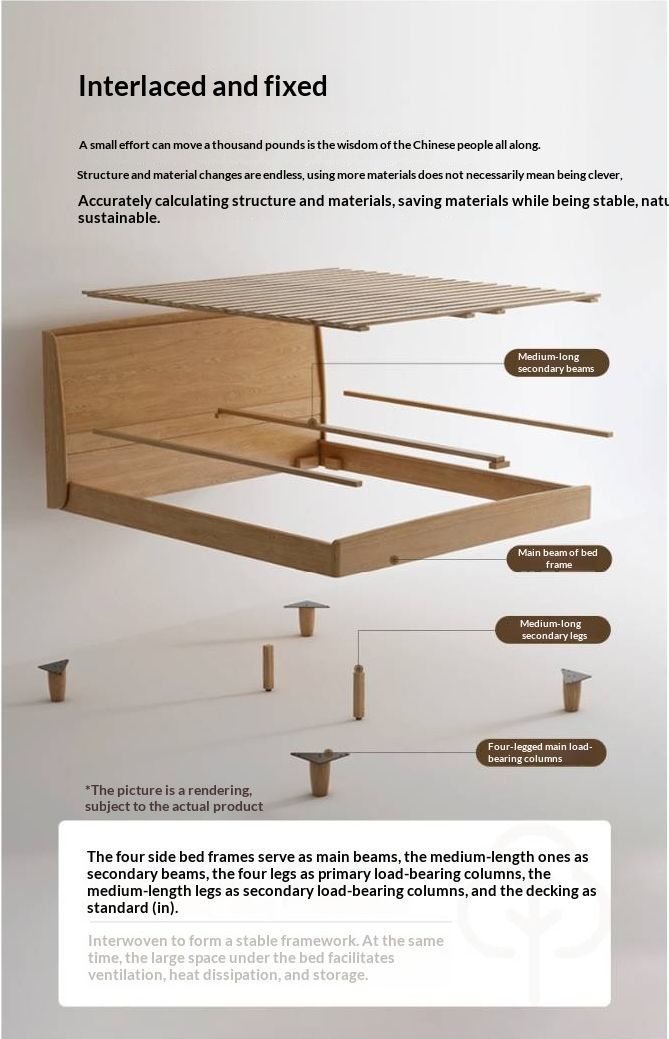 Ash Solid Wood High Backrest Large Bed