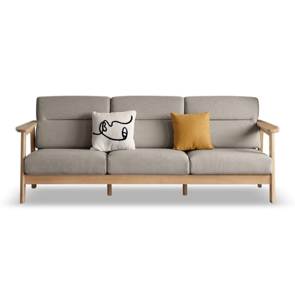 Ash Solid Wood Straight Sofa Modern