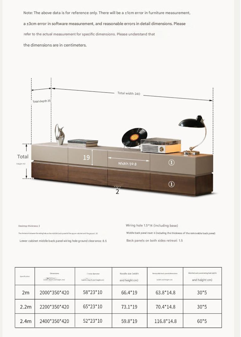 Black Walnut Solid Wood Italian Light Luxury Floor TV Cabinet