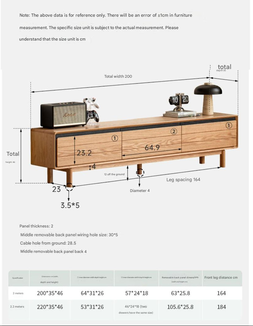 Oak Solid Wood Modern TV Cabinet.
