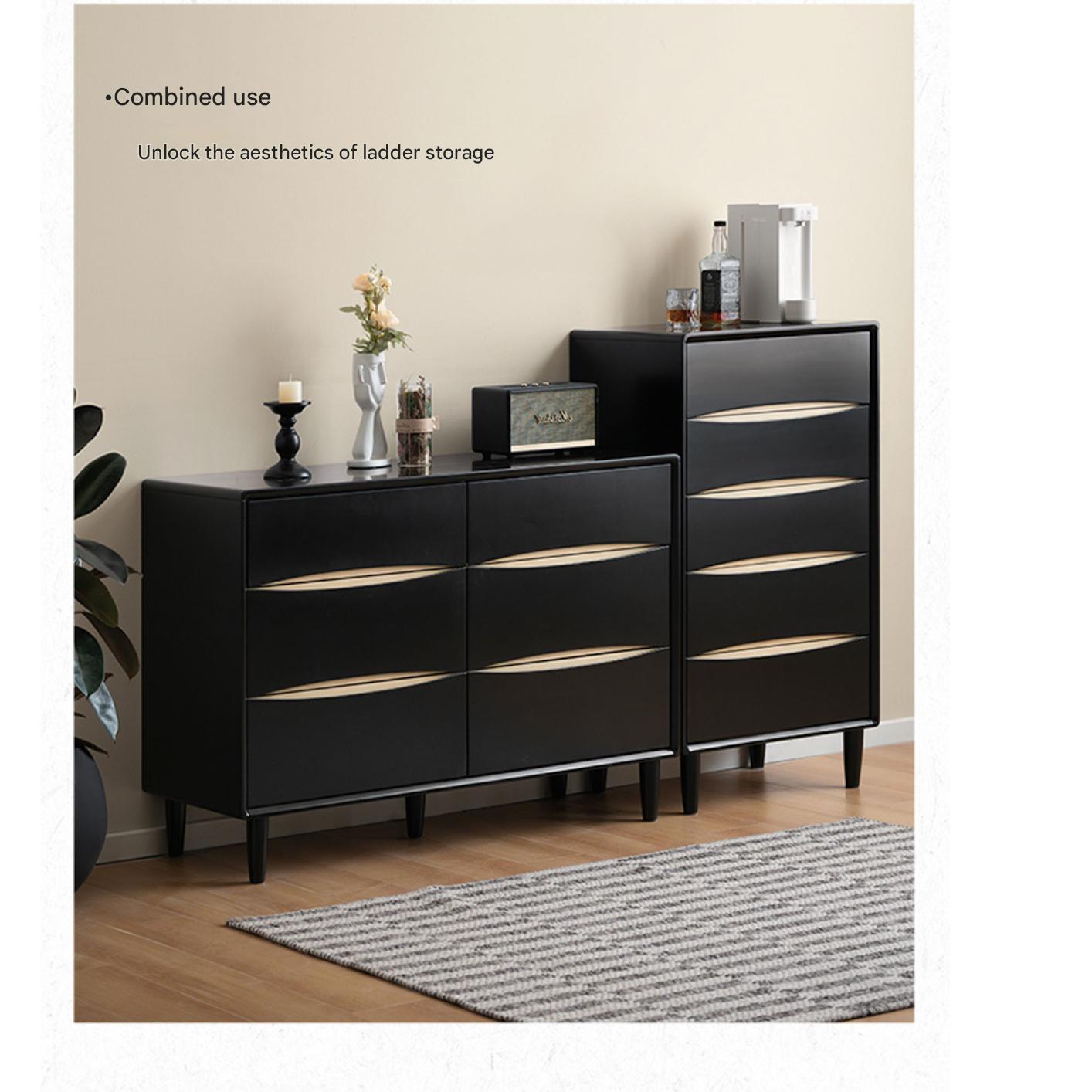 Rubber Solid Wood Modern Drawer Cabinet