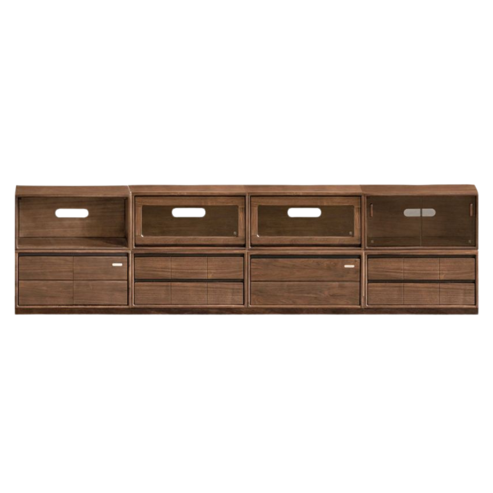 Black Walnut Solid Wood TV Cabinet with Modular Combination and Light Luxury Style