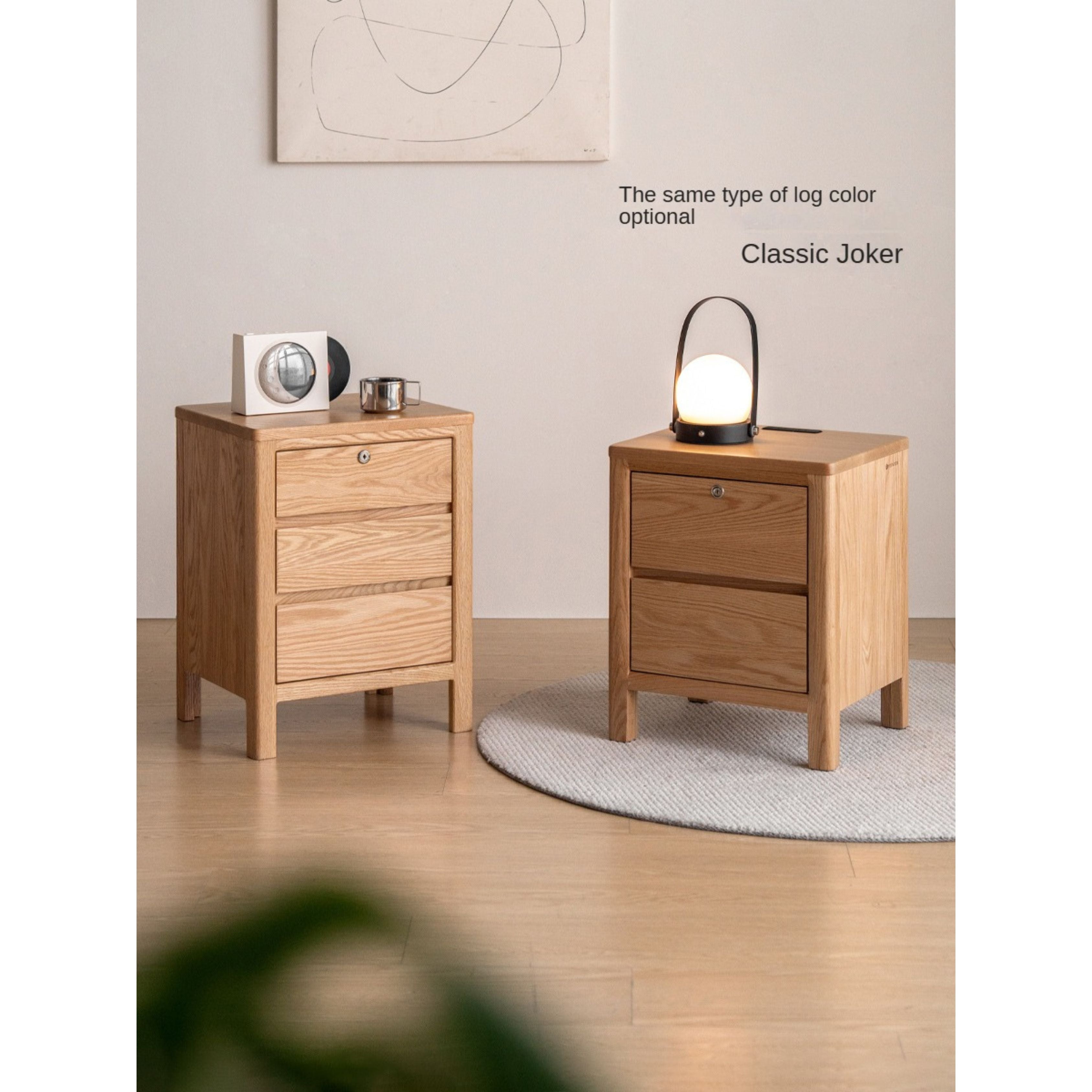 Oak Full Solid Wood Bedside Cabinet