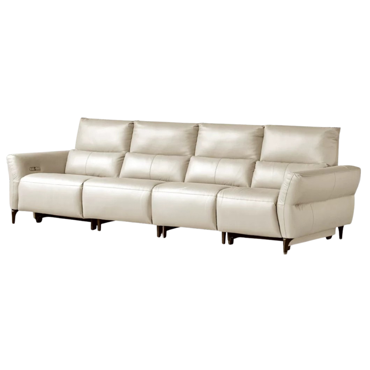 Genuine Leather Power Reclining Sofa with High Back, Single or Dual Power Recliners & USB Charging