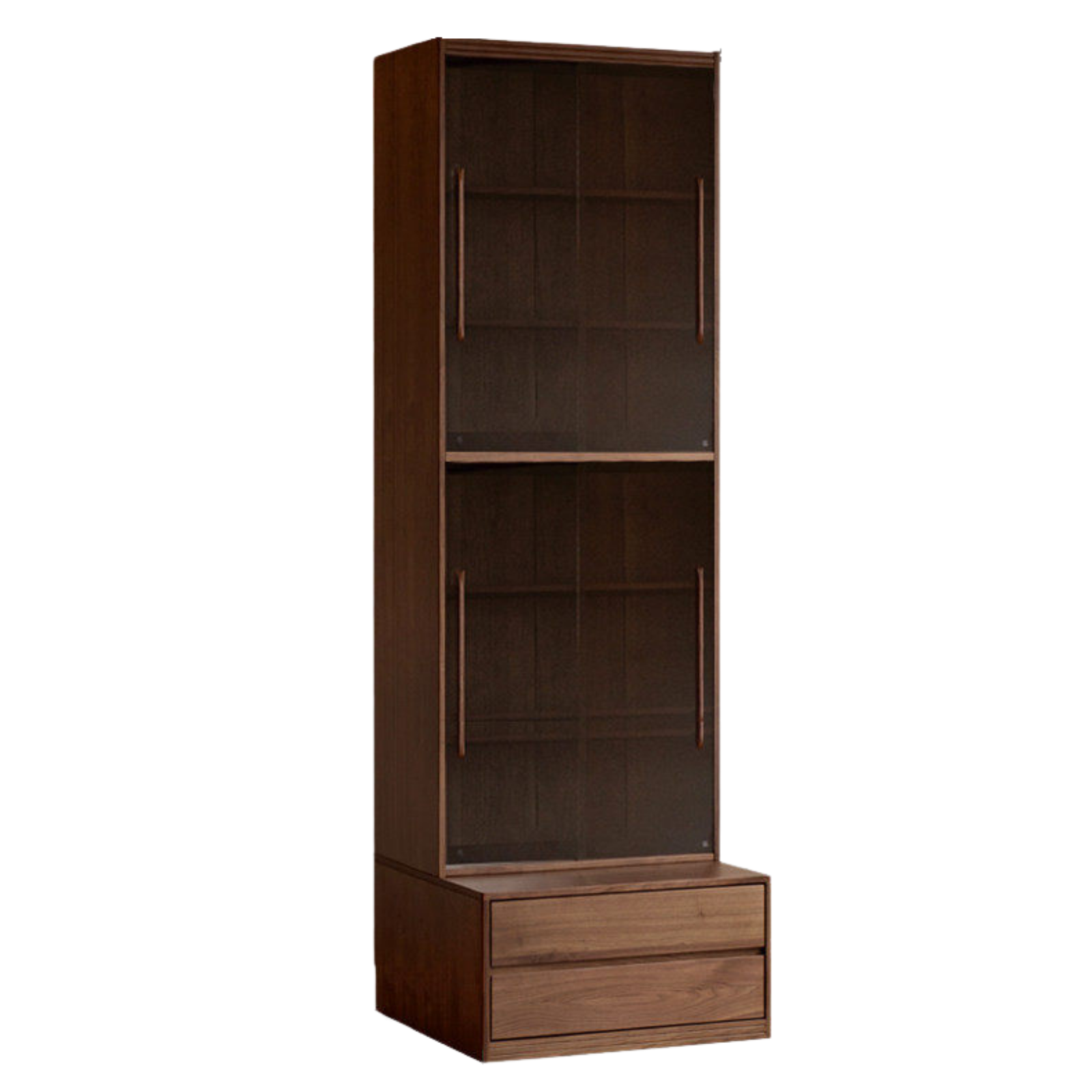 Black Walnut, Sandalwood Solid Wood Light Luxury Combined Bookshelf With Seat