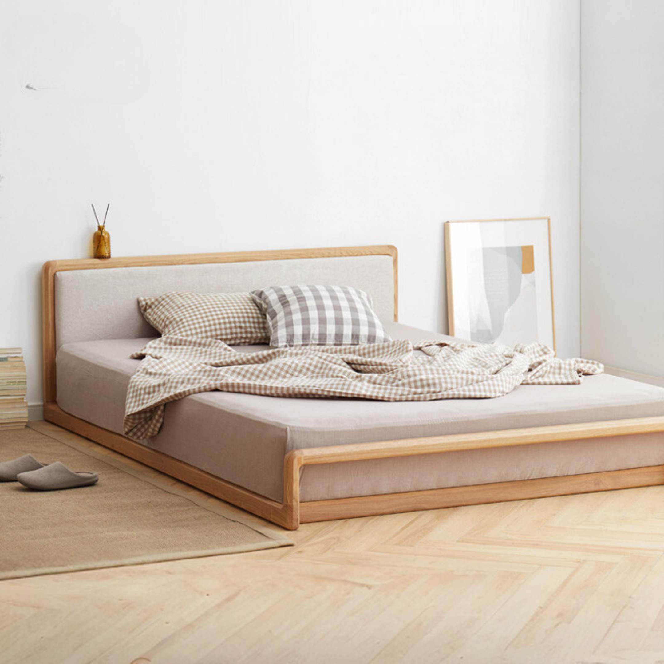 Ash solid wood modern simple Nordic style Platform Bed<