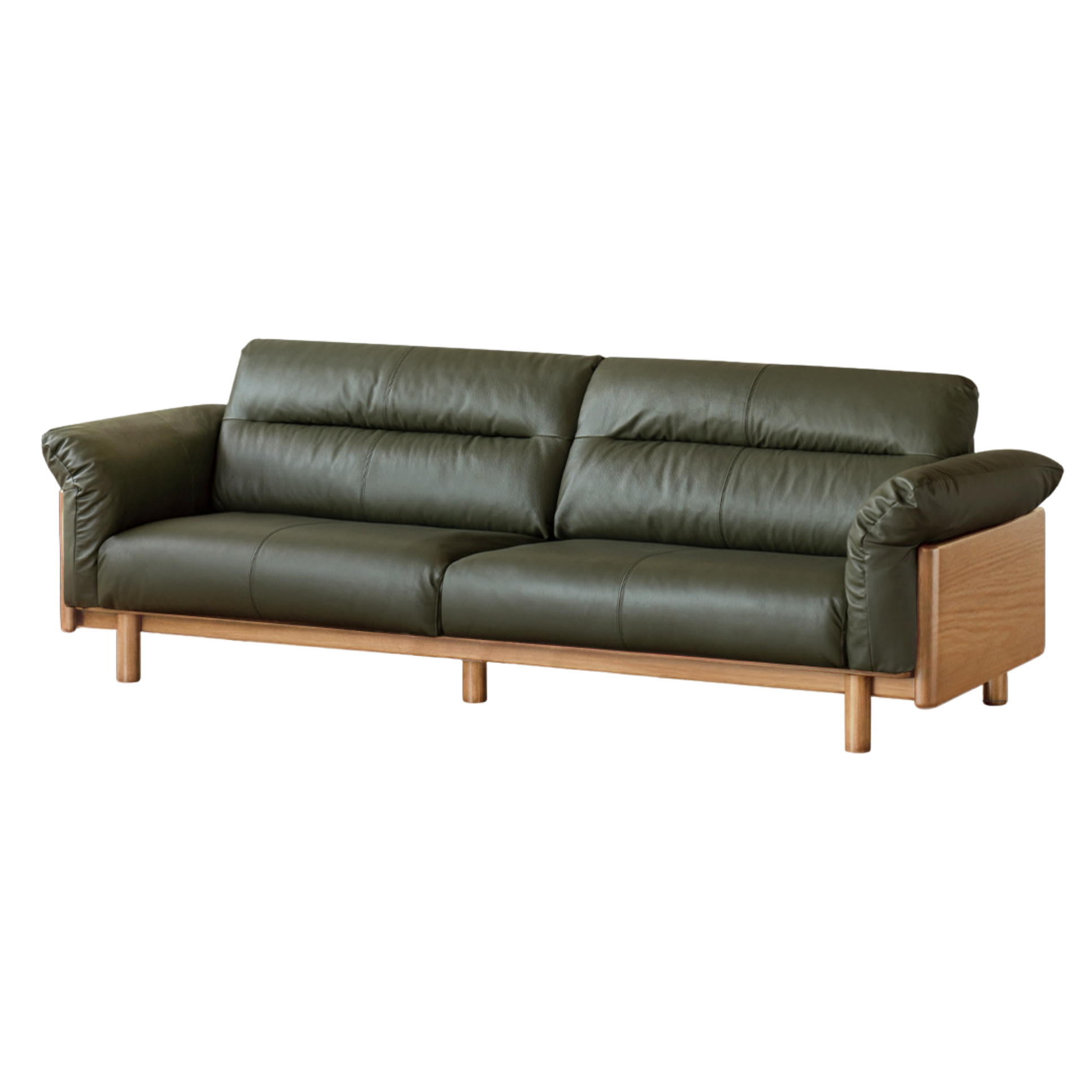 Black Walnut, Oak Solid Wood Sofa Genuine Leather, fabrics
