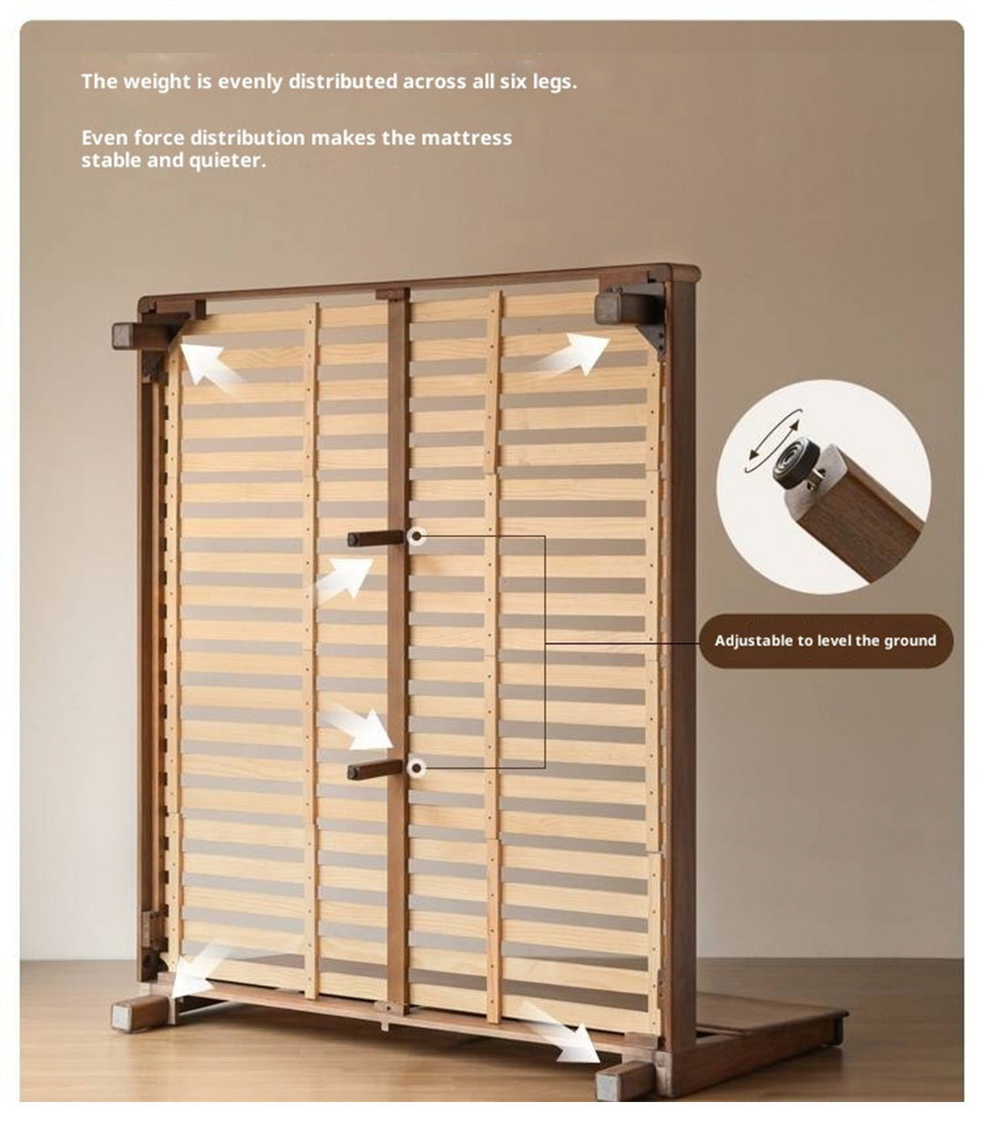 Black Walnut, Teak Solid Wood Bed with High Headboard