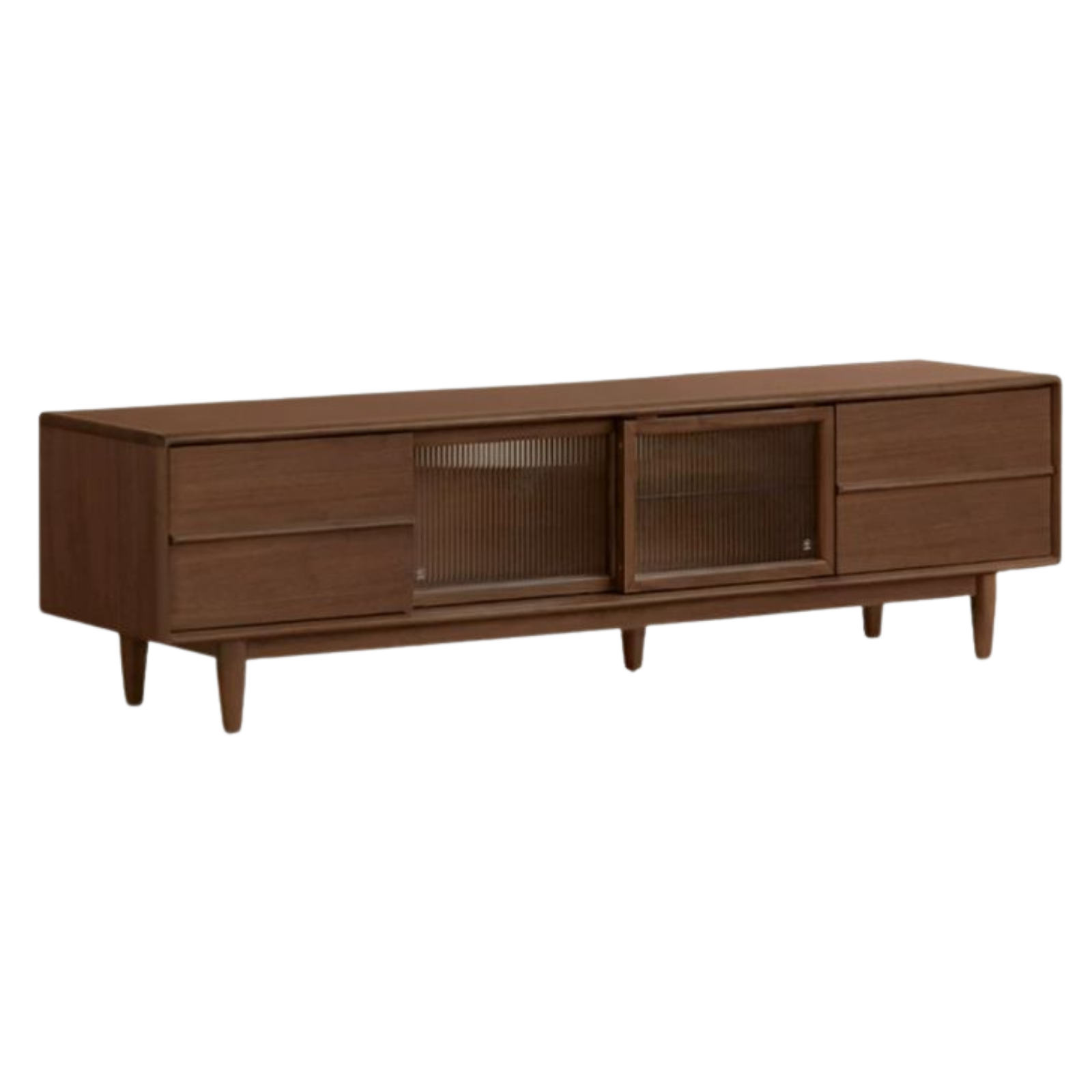 Black Walnut, Ash Solid Wood, Solid Longan Hardwood TV Cabinet with Sliding Door Storage