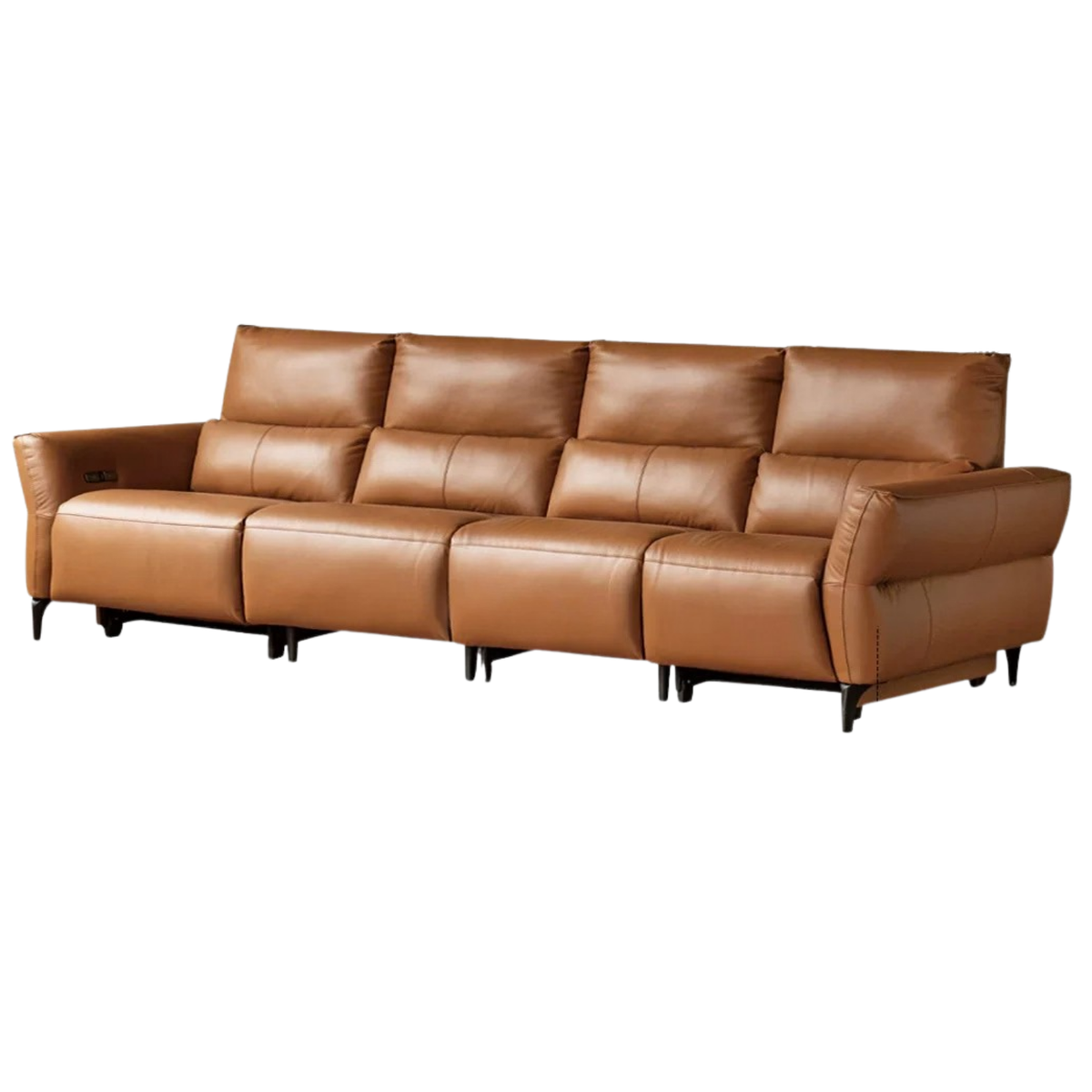 Genuine Leather Power Reclining Sofa with High Back, Single or Dual Power Recliners & USB Charging