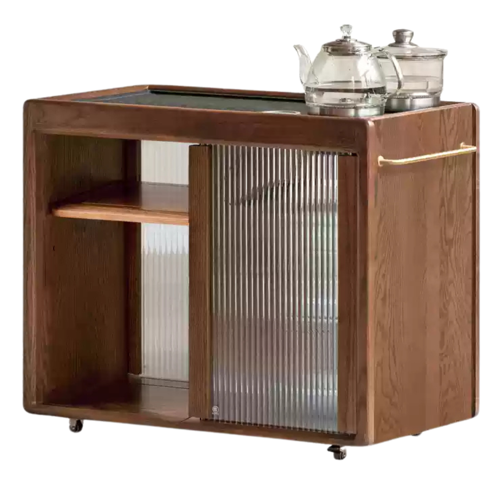 Ash, Oak, Black Walnut Solid Wood Mobile Tea Cabinet