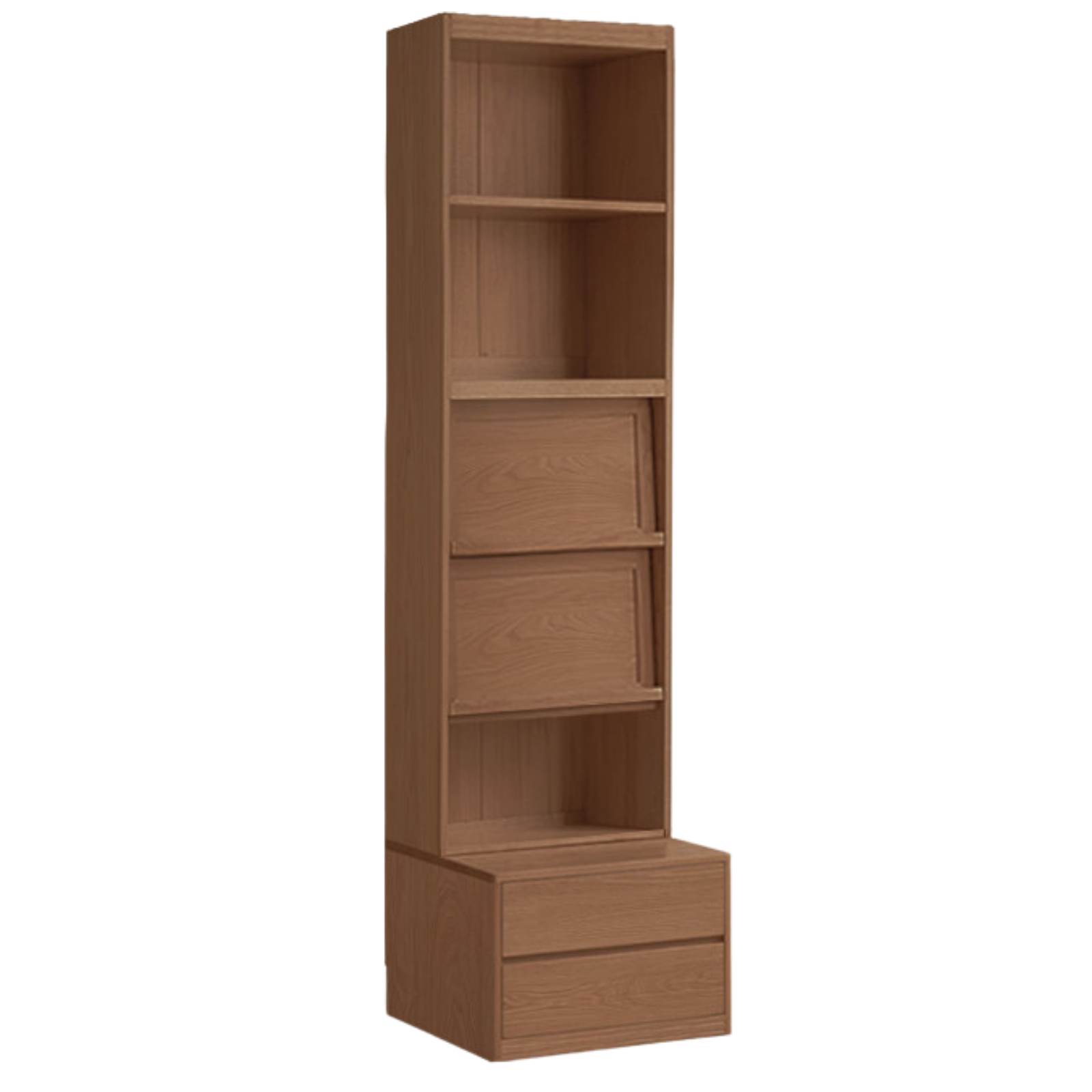 Solid Longan Hardwood, Ash Solid Wood Bookcase with Floor-to-Deck and Wall-Mounted Display Cabinet