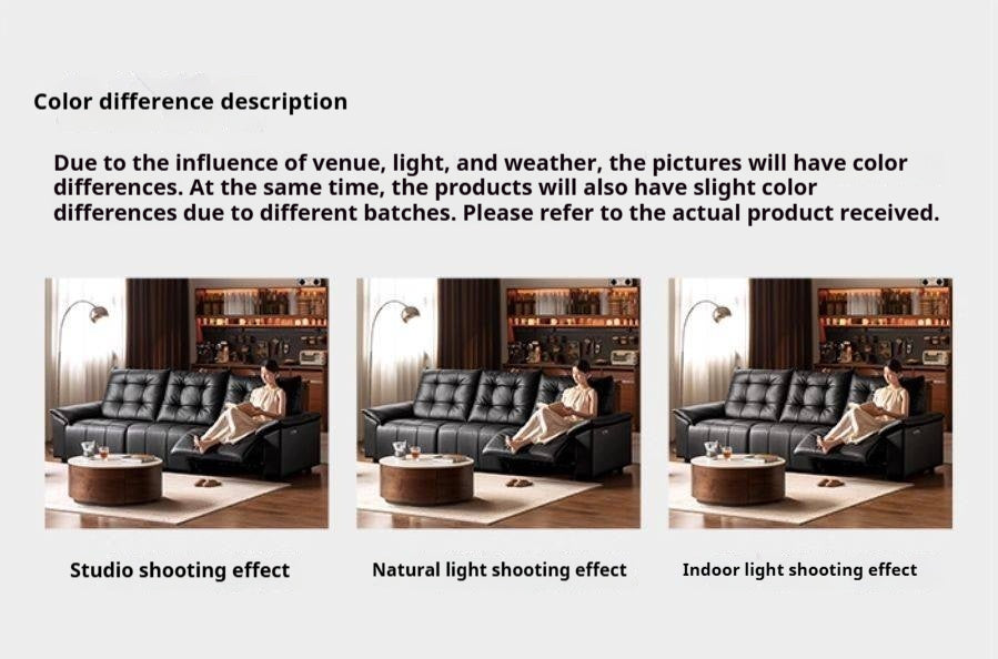 Pine Solid Wood Big Black Functional Leather Sofa