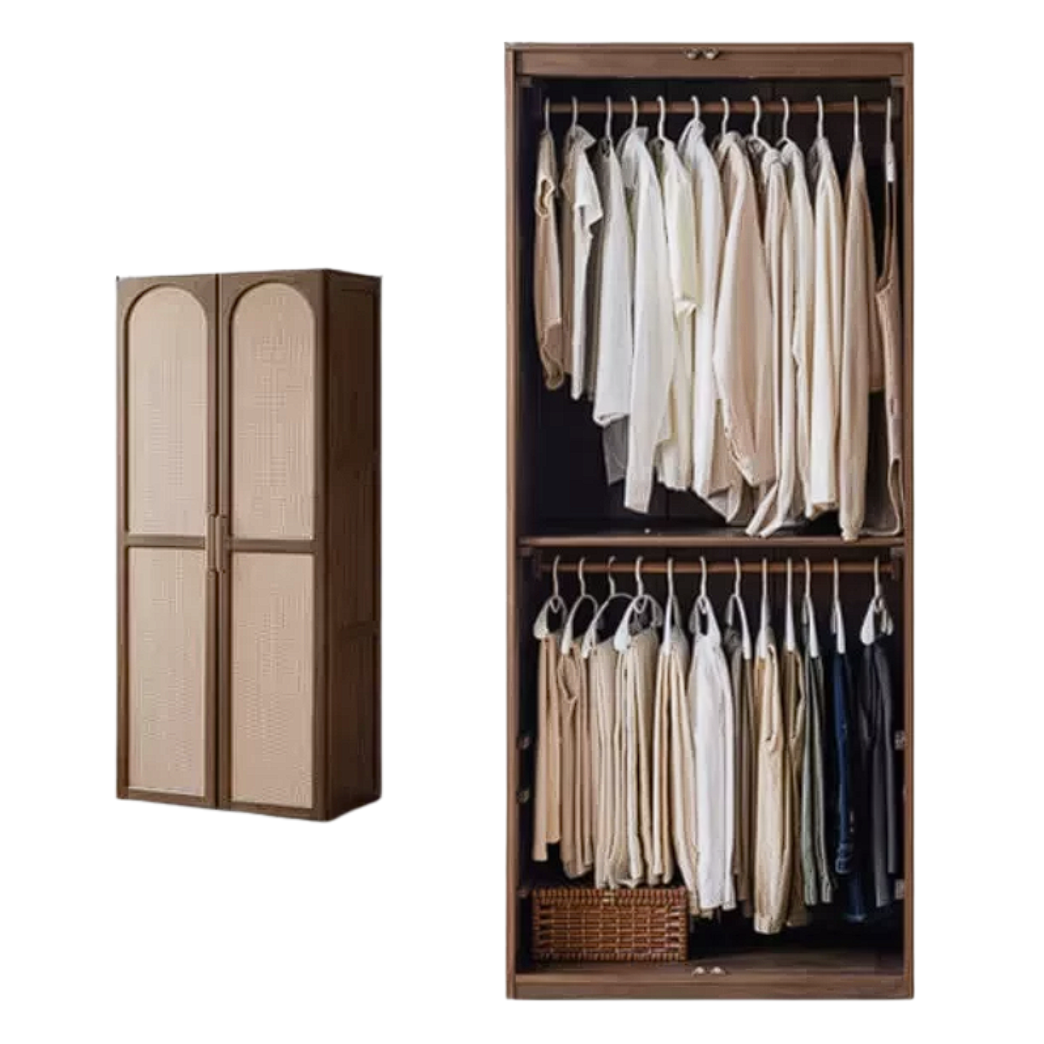 Black Walnut, Sandalwood Solid Wood French Retro Wardrobe