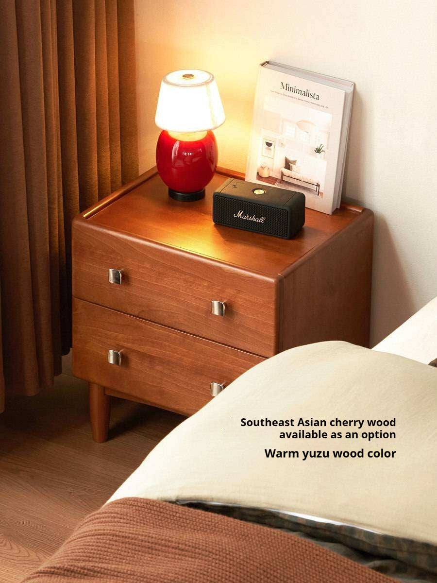 Poplar, Birch Solid Wood Retro Style Nightstand