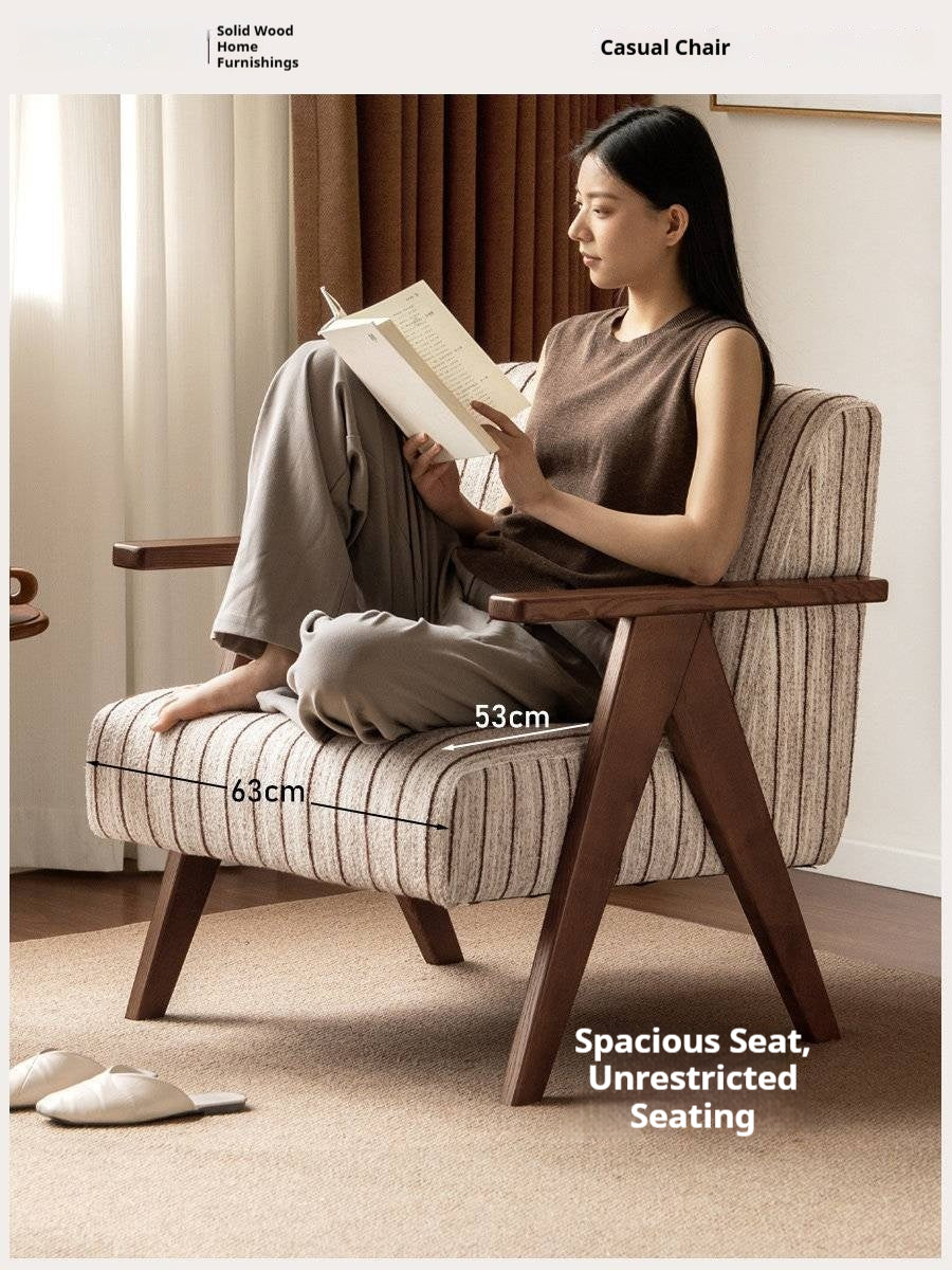 Ash solid wood Geometric Frame Lounge Chair