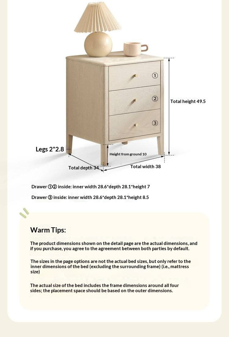 Oak Solid Wood Bed — Cream Style with White Harp Design, Home Charging Soft Backrest