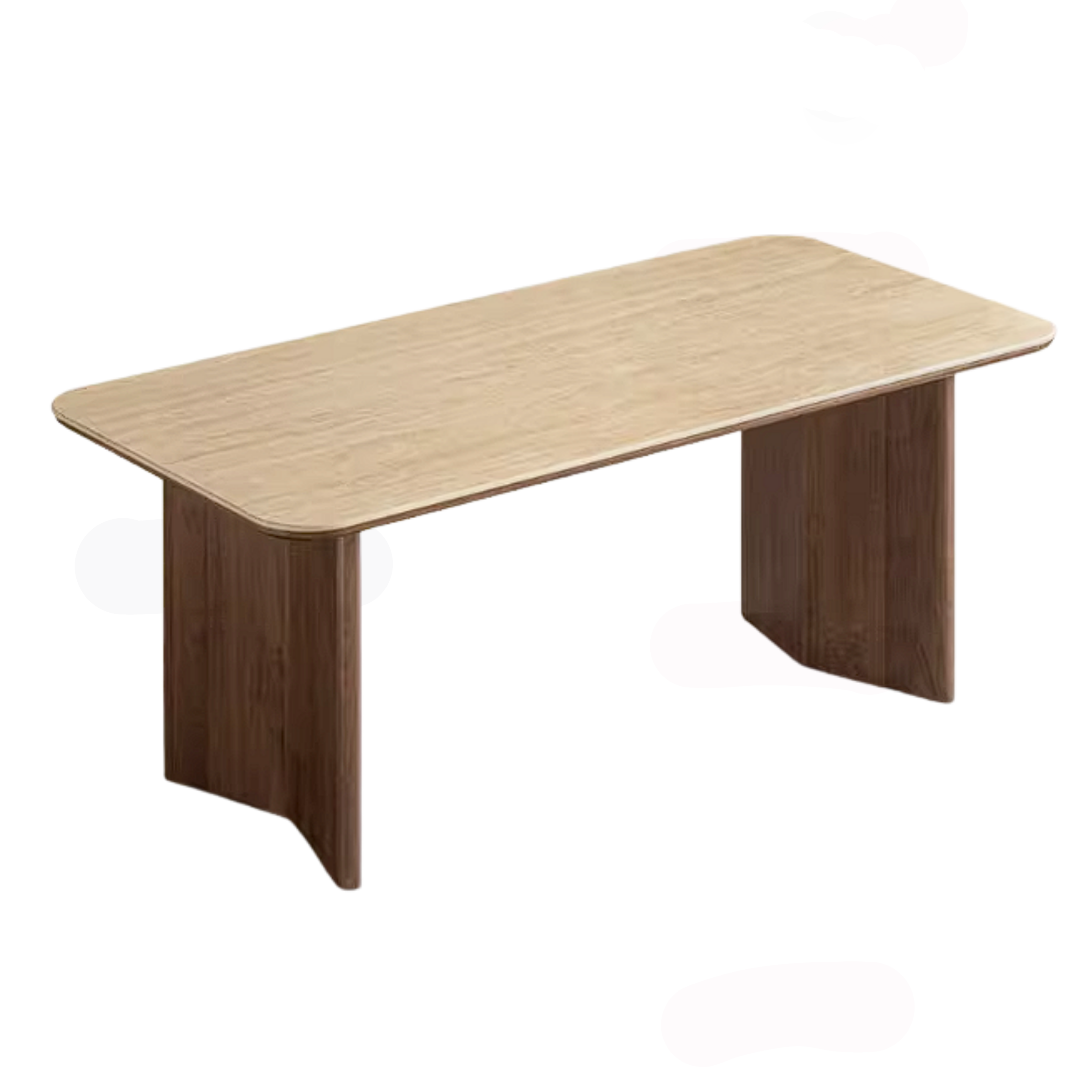 Black Walnut Solid Wood Trestle Dining Table with Stone Top and Panel Legs