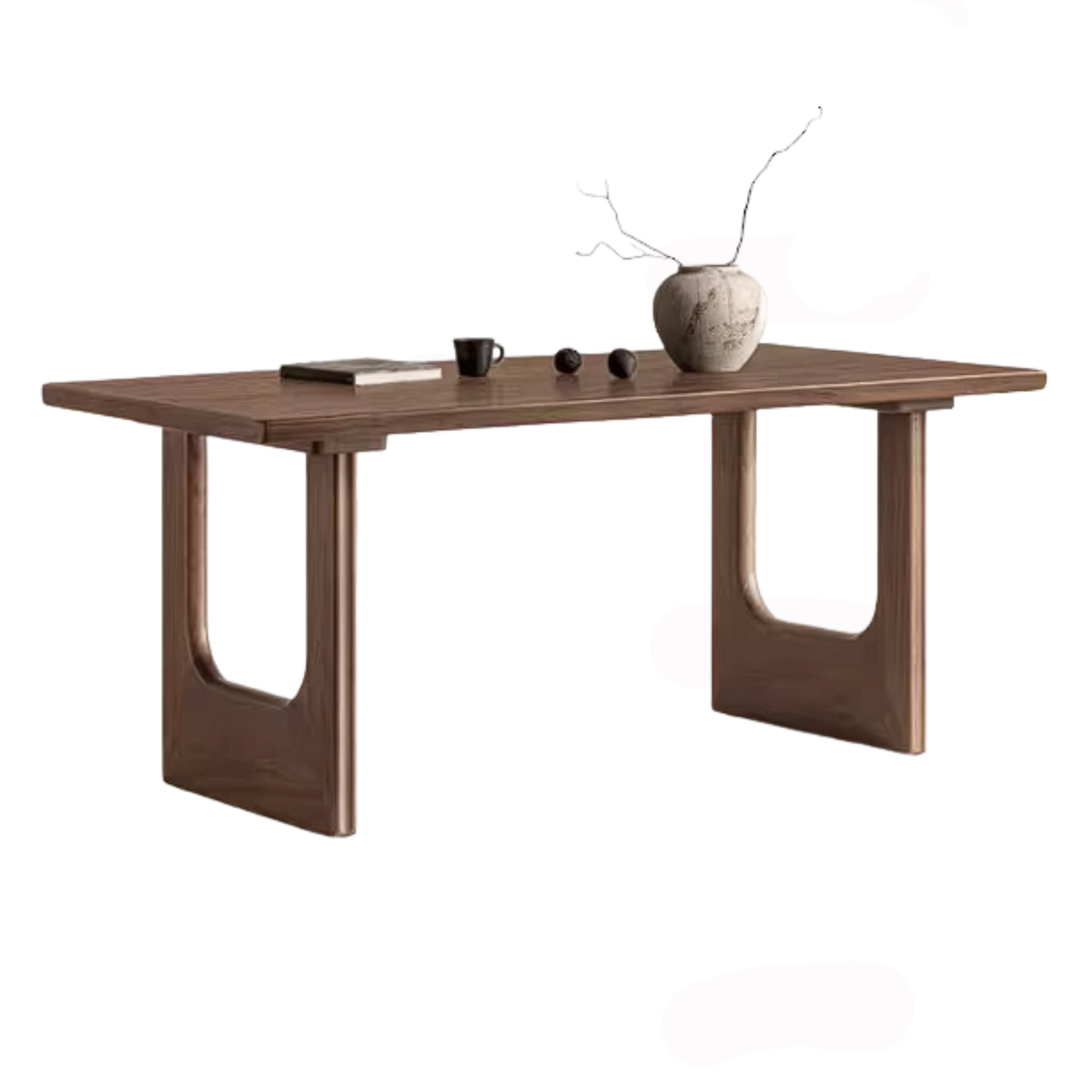 Sandalwood Solid Wood Dining Table with Thick Rectangular Top