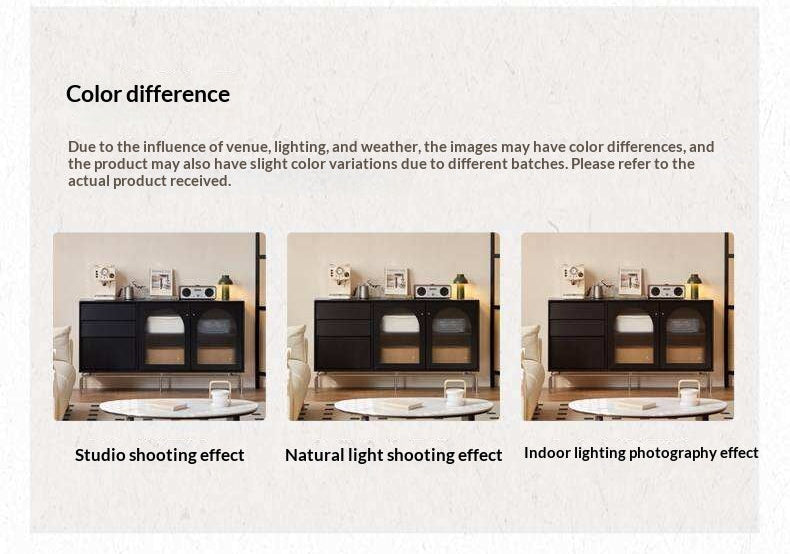 Solid Rubberwood French Retro Sideboard Black Glass