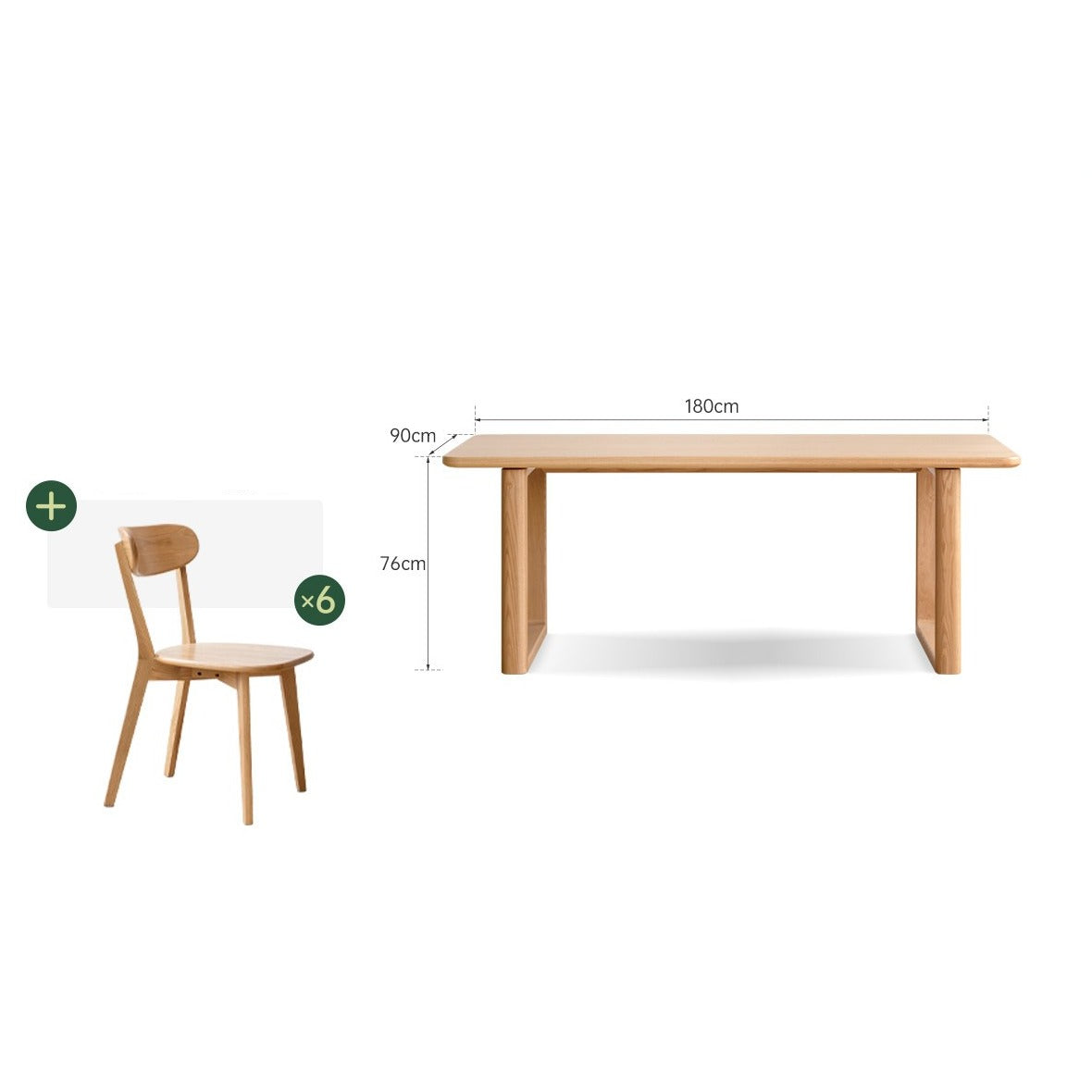 Oak solid wood large plate dining  table