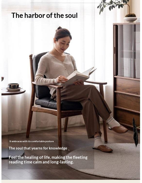 Black Walnut Solid Wood Light Luxury Style Soft Armchair