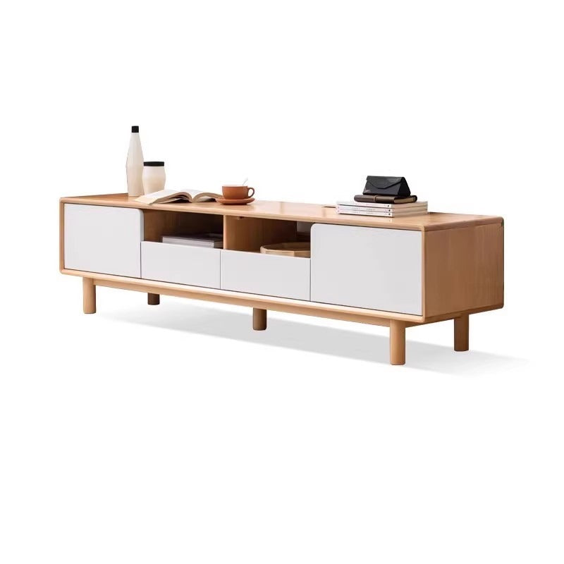 European Beech solid wood TV cabinet with storage"