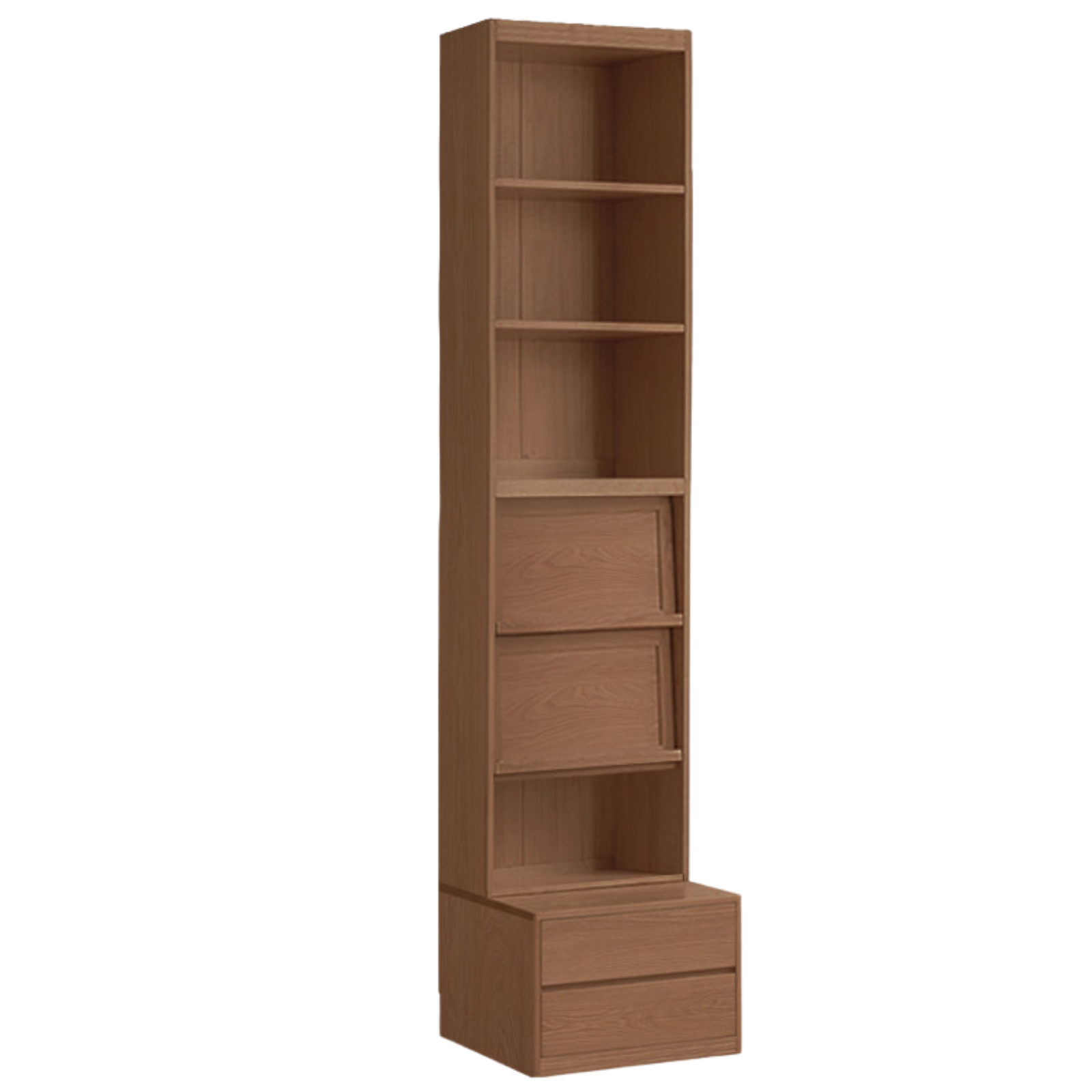 Solid Longan Hardwood, Ash Solid Wood Bookcase with Floor-to-Deck and Wall-Mounted Display Cabinet