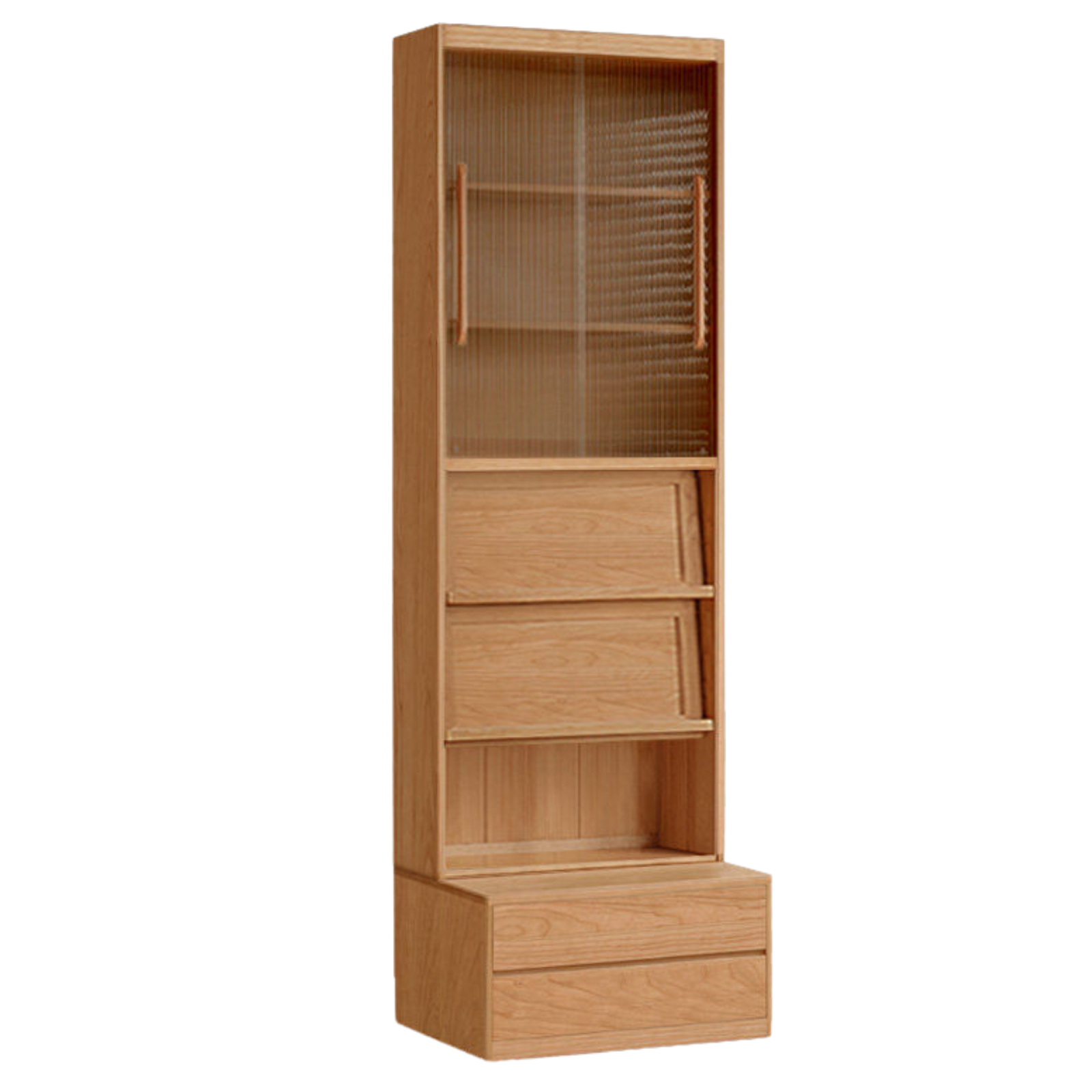 Cherry Solid Wood Bookcase Combination Glass Cabinet