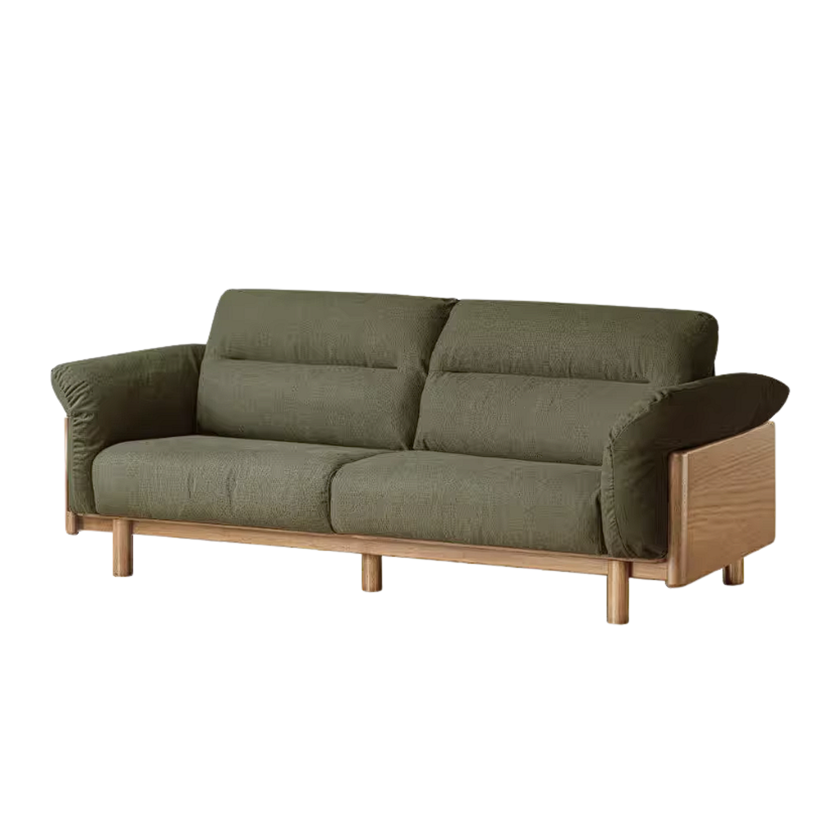 Oak Solid Wood Sofa with Wide Track Arms Genuine leather, fabric, removable and washable
