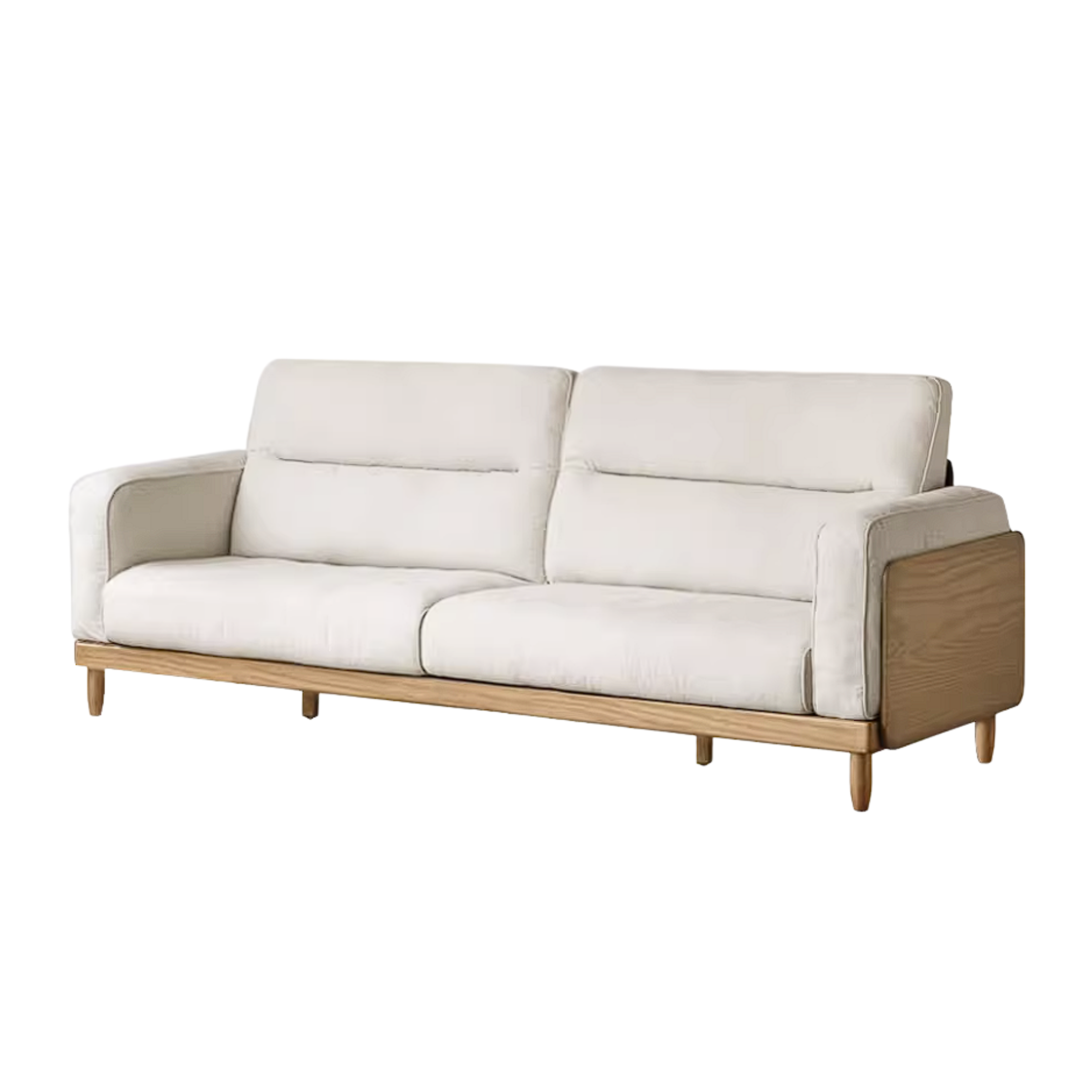 Oak, Ash Solid Wood Sofa with Exposed Wood Frame Arms