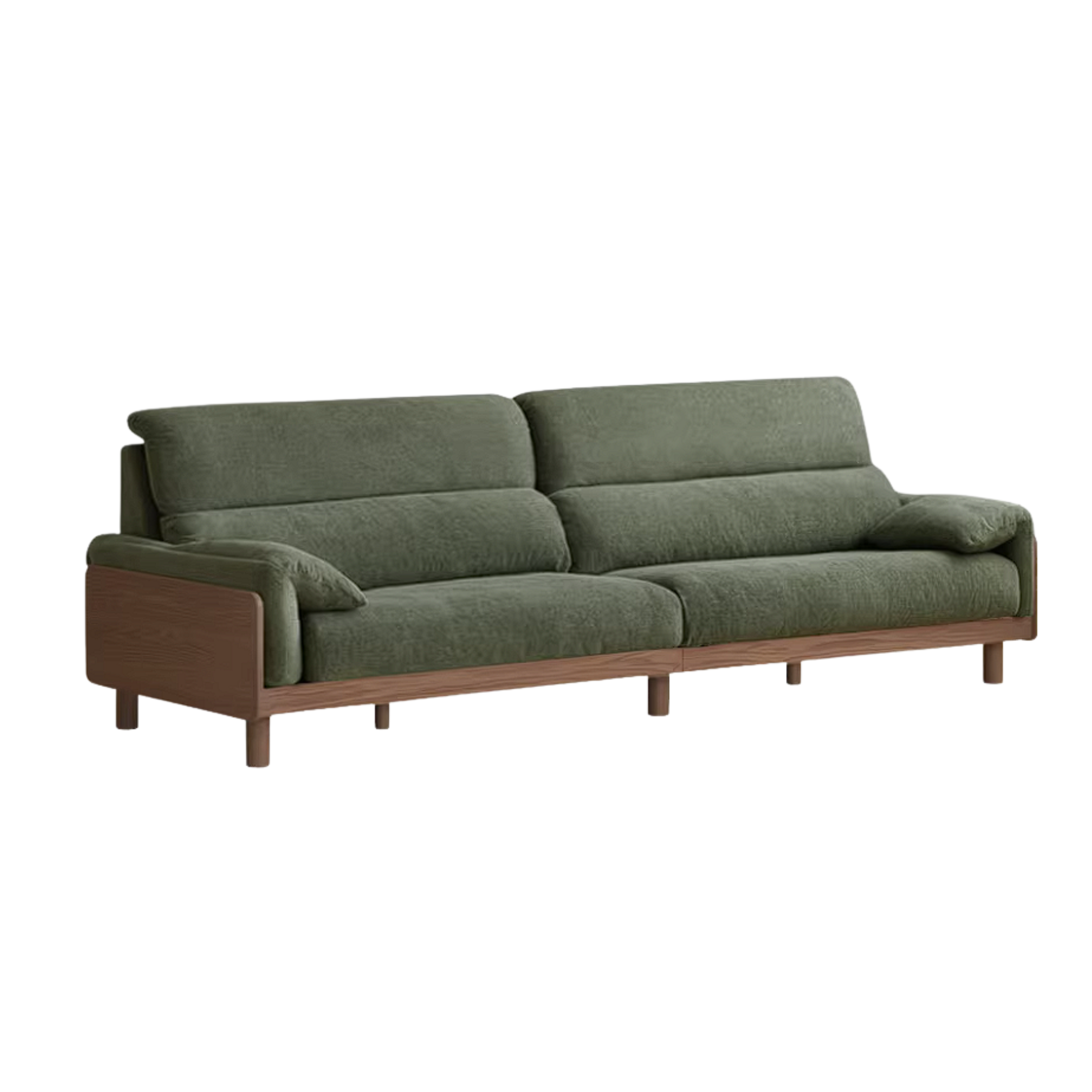 Ash Solid Wood Linen Sofa with Exposed Wood Base