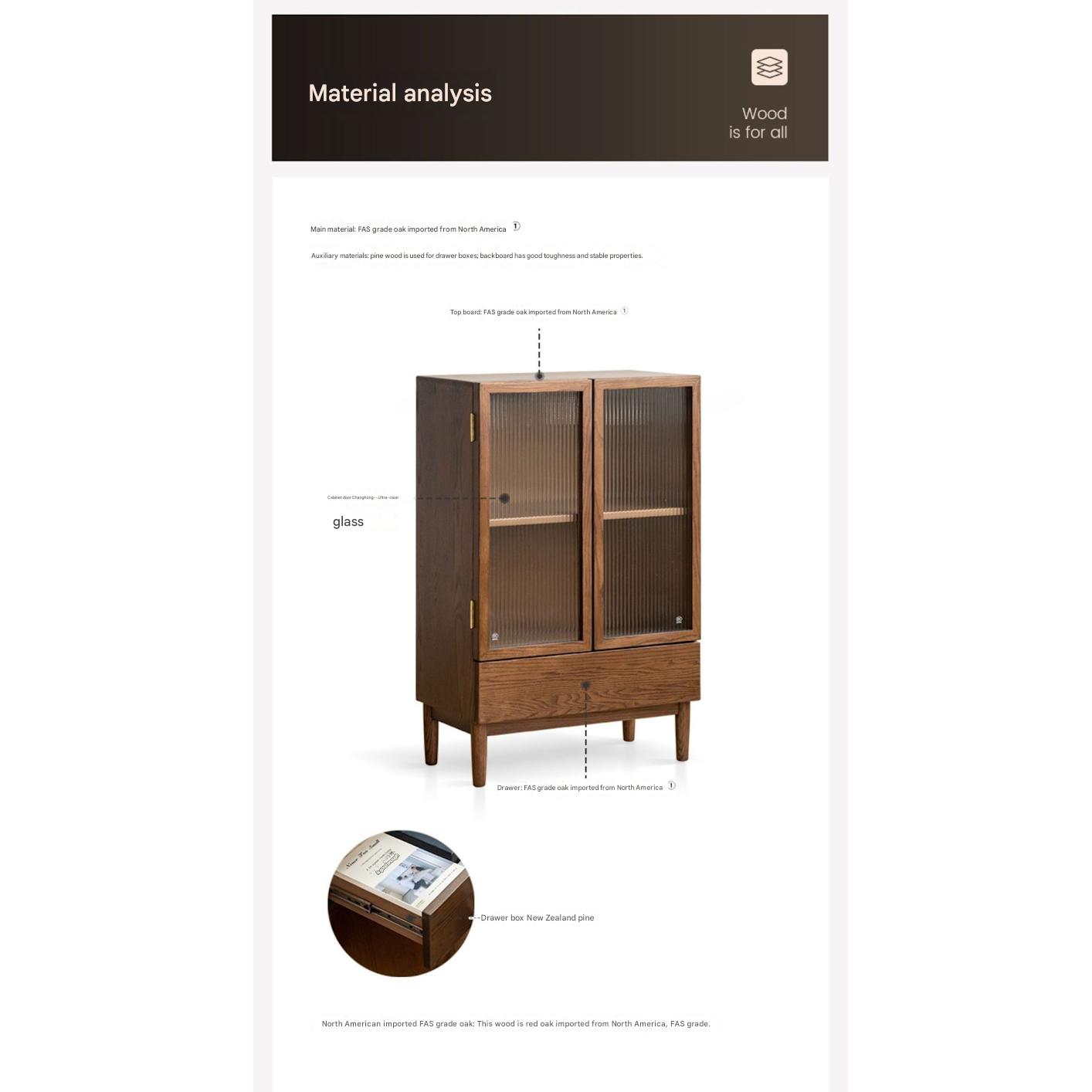 Oak Solid Wood Modern Side Cabinet