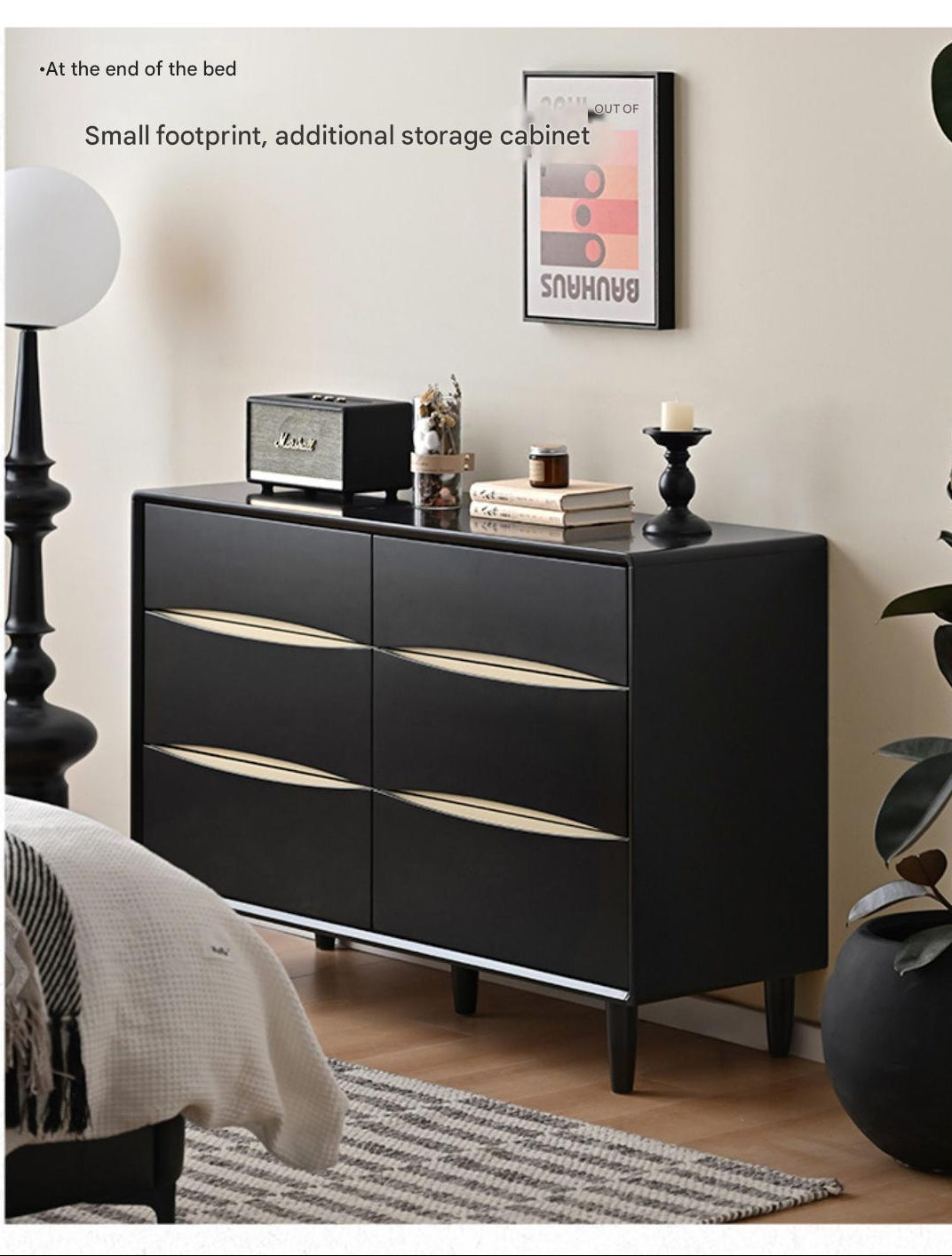 Solid Rubberwood Modern Drawer Cabinet.