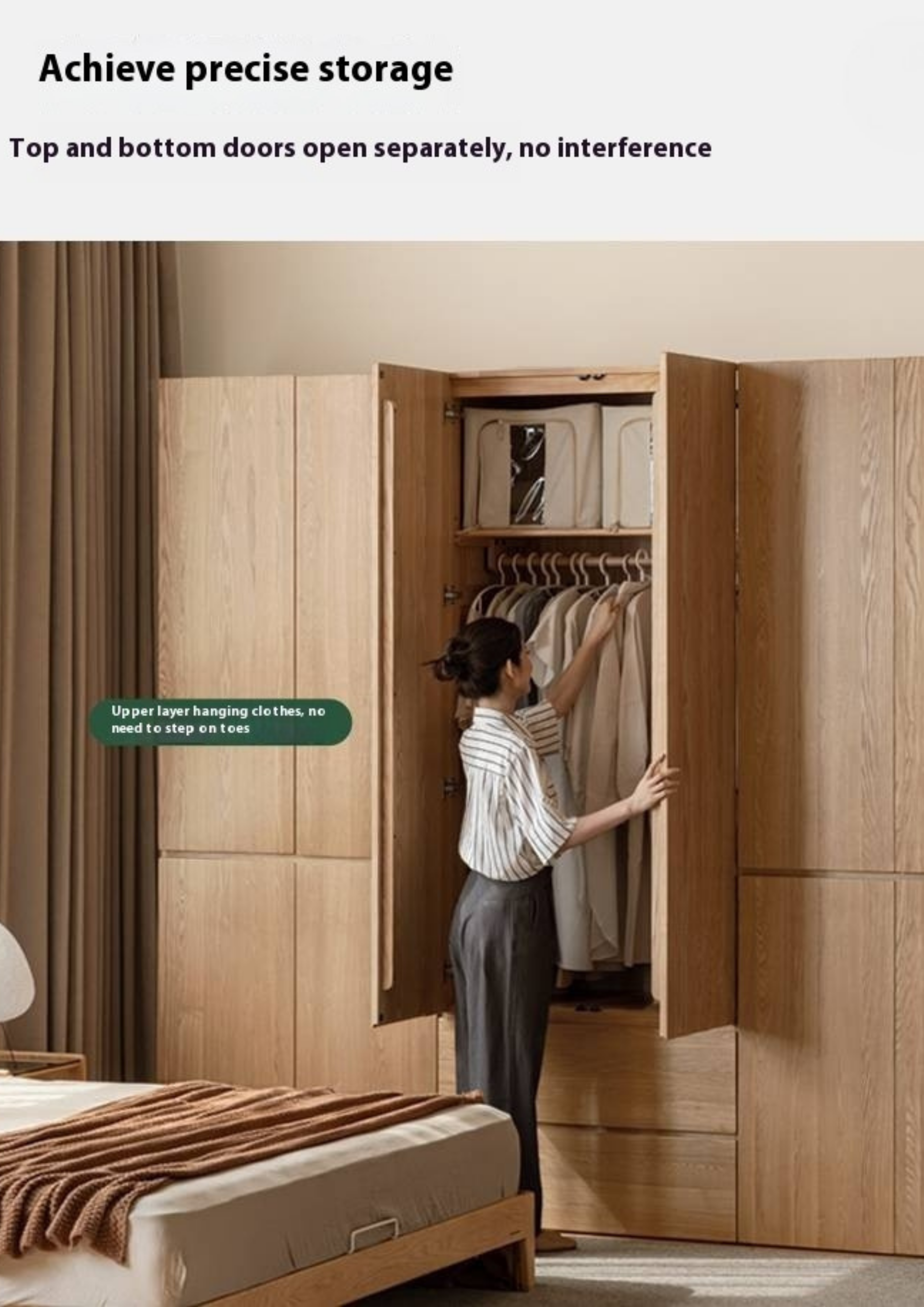Ash Solid Wood Open Door Storage Cabinet