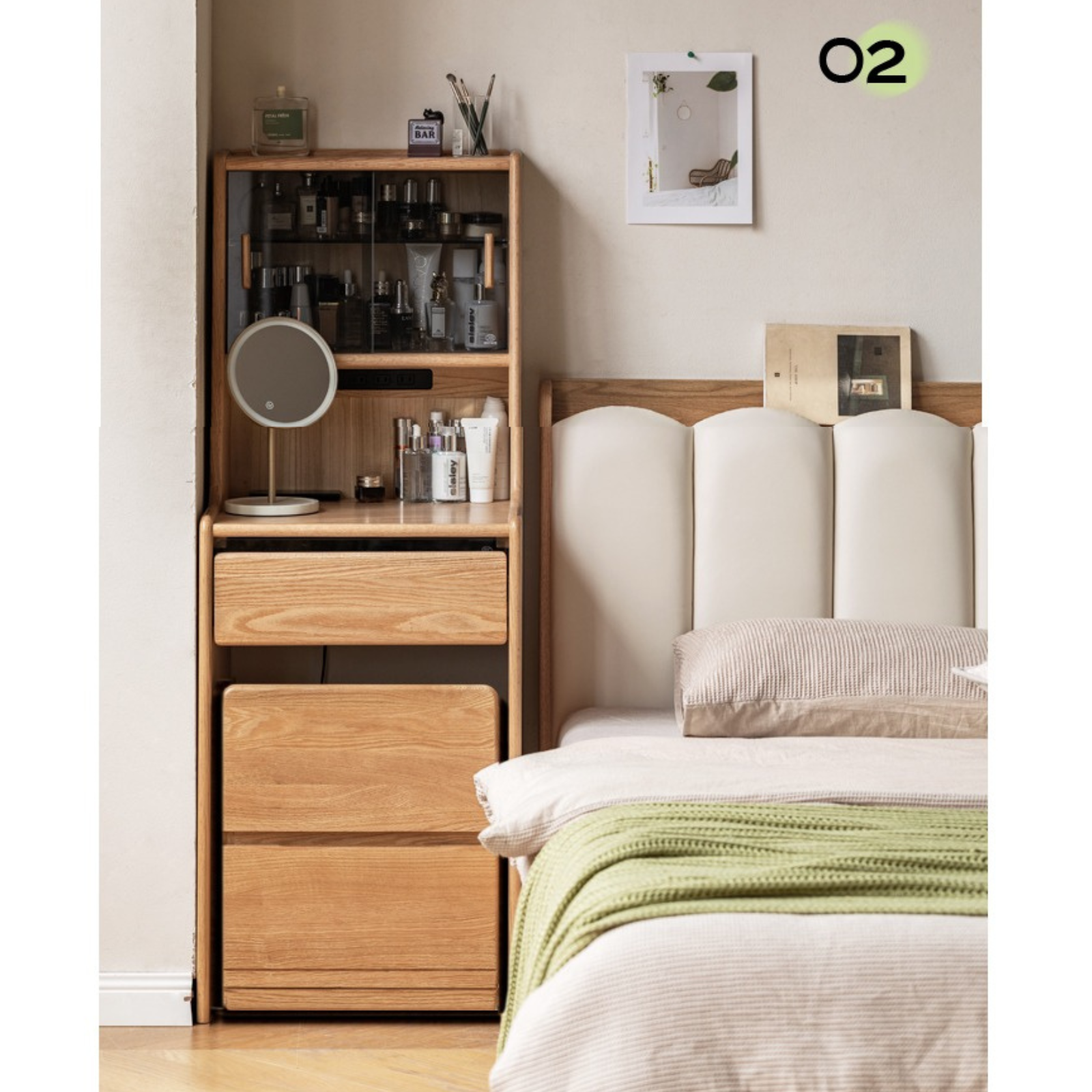 Oak Solid Wood Modern simple bedside dressing table