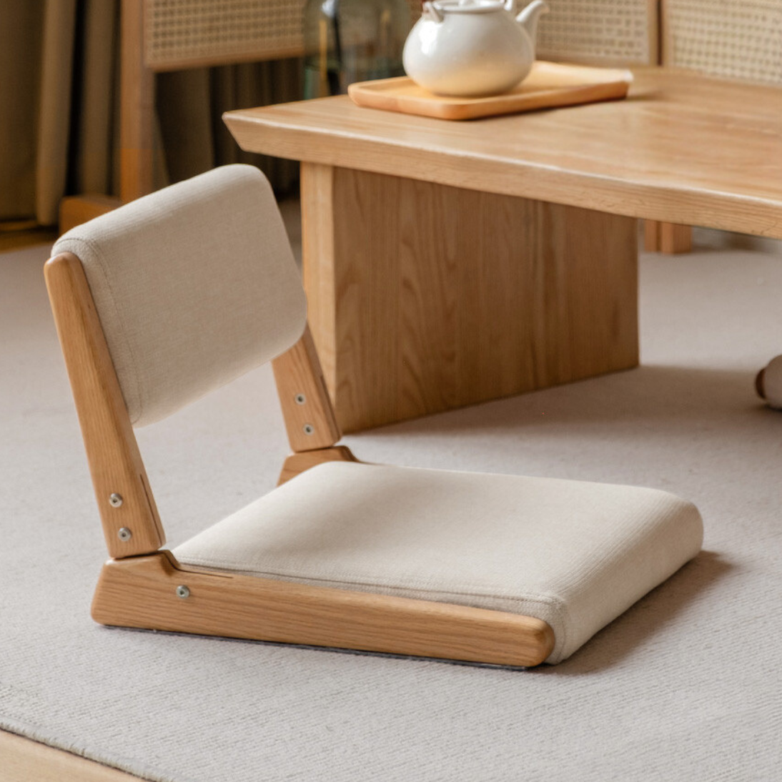 Oak Solid Wood Foldable Low Chair: