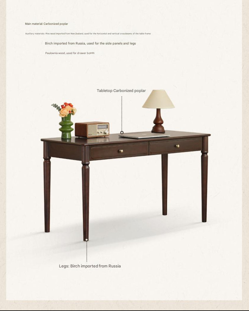 Black Walnut, Poplar Solid Wood American Retro Desk