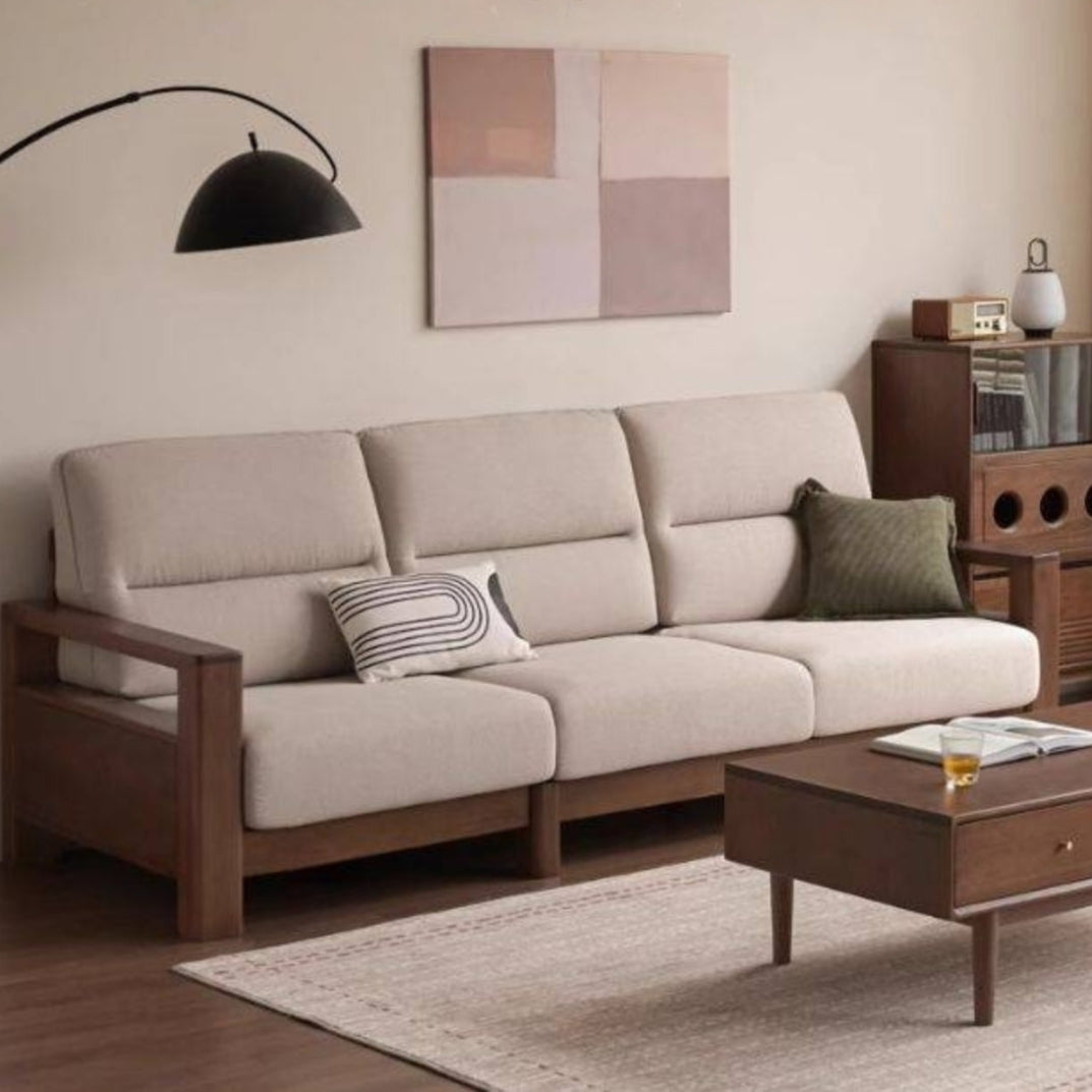 Sandalwood Solid Wood Fabric Sofa