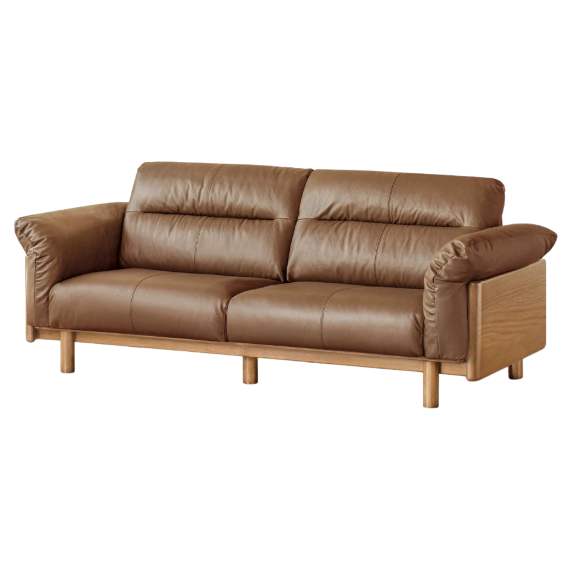 Black Walnut, Oak Solid Wood Sofa Genuine Leather, fabrics