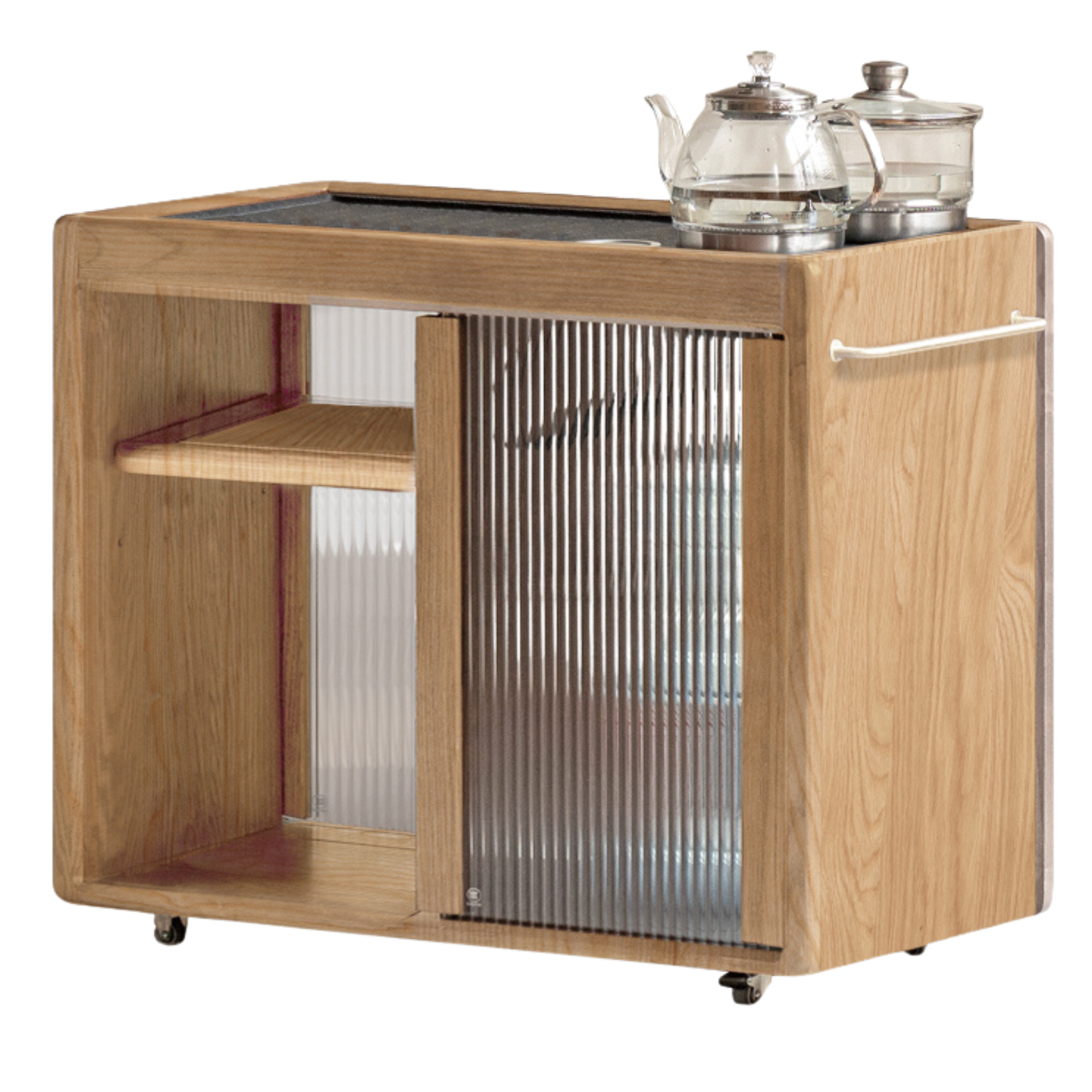 Ash, Oak, Black Walnut Solid Wood Mobile Tea Cabinet