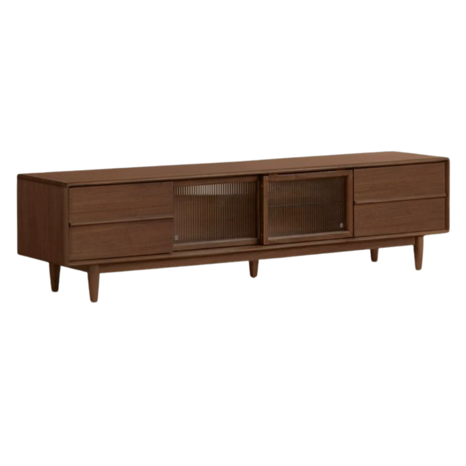 Black Walnut, Ash Solid Wood, Solid Longan Hardwood TV Cabinet with Sliding Door Storage