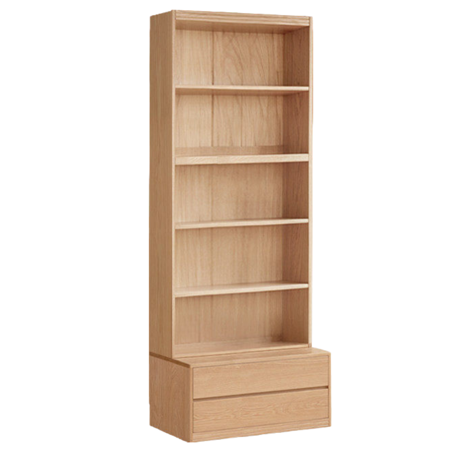 Ash Solid Wood Wall-Mounted Bookcase with Integrated Study Shelf