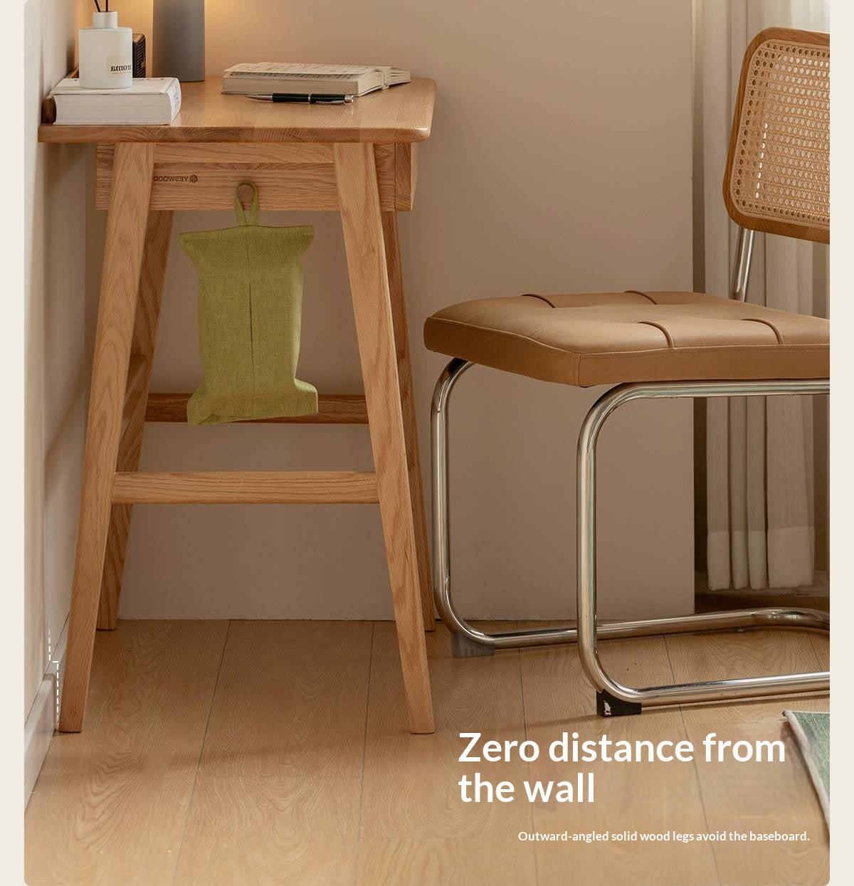 Oak Solid Wood small Office Desk with a drawer