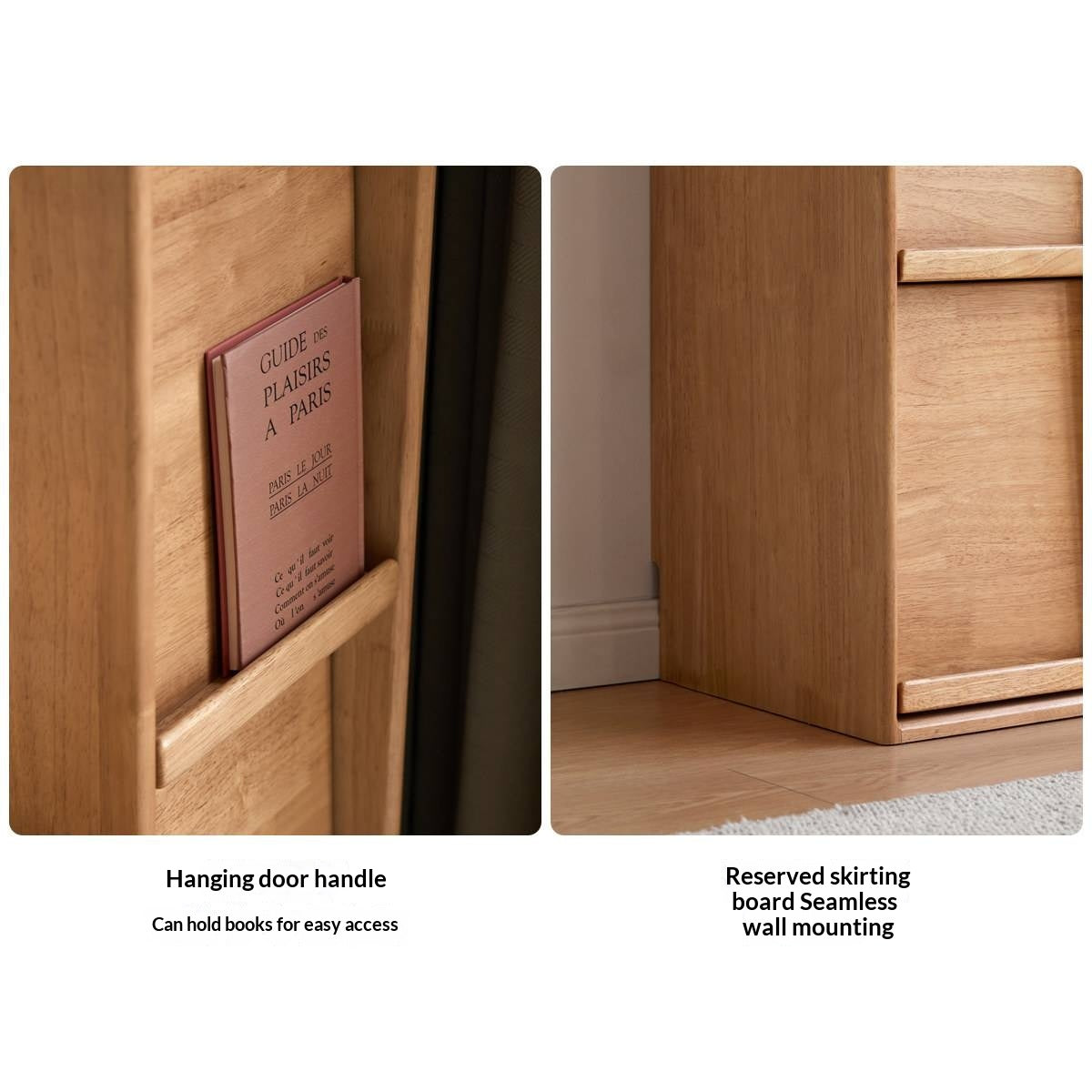 Solid RubberWood Minimalist Side Cabinet with Narrow Opening and Flip Doors