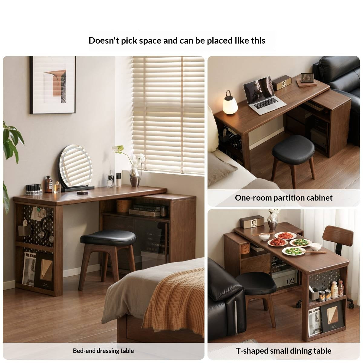 Black Walnut Solid Wood Italian Light Luxury Corner Office Desk