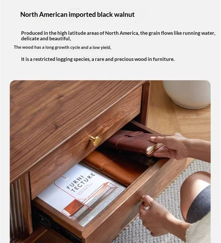 Black Walnut Solid Wood Nordic TV Cabinet.