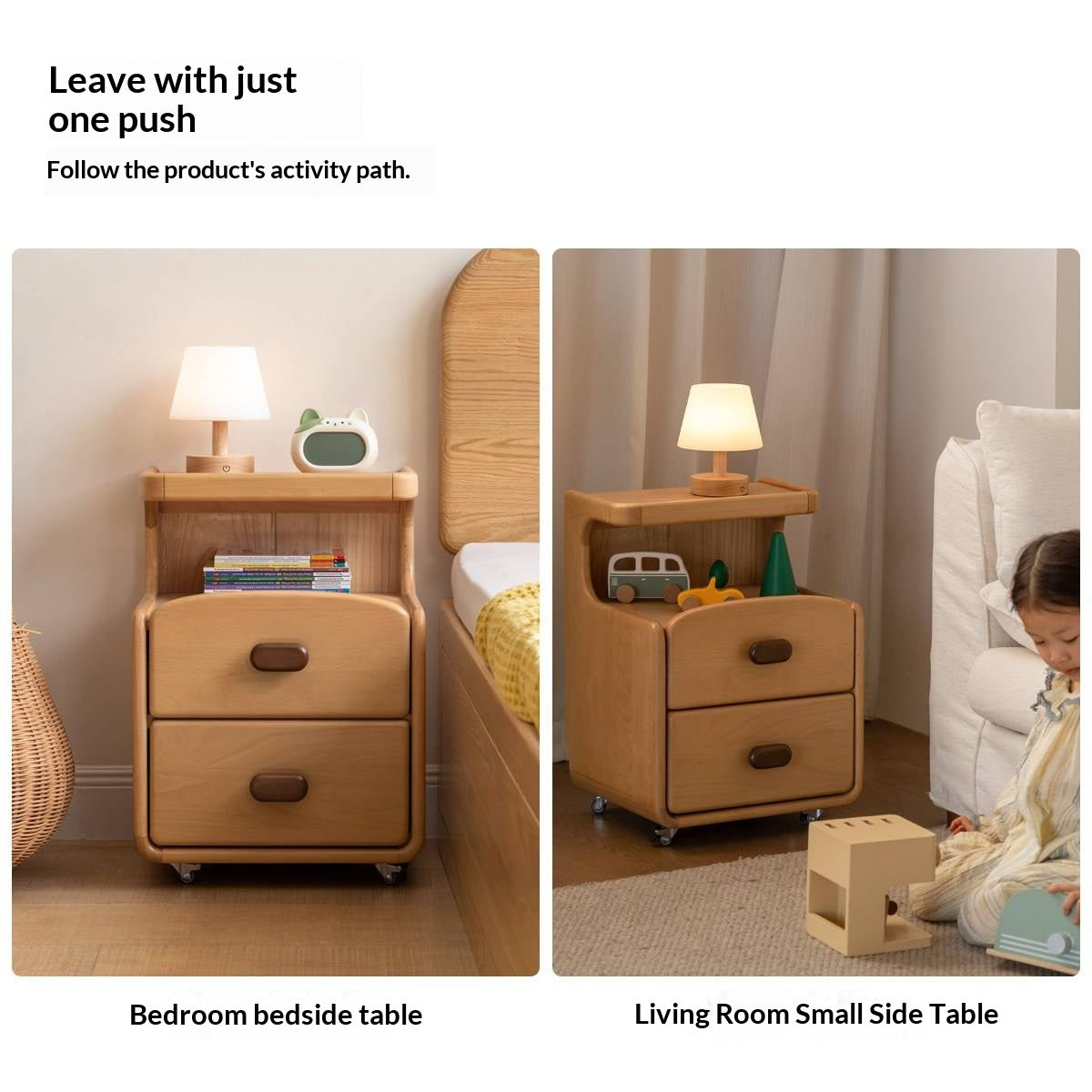 Beech Solid Wood Children's Nightstand Modern Minimalist