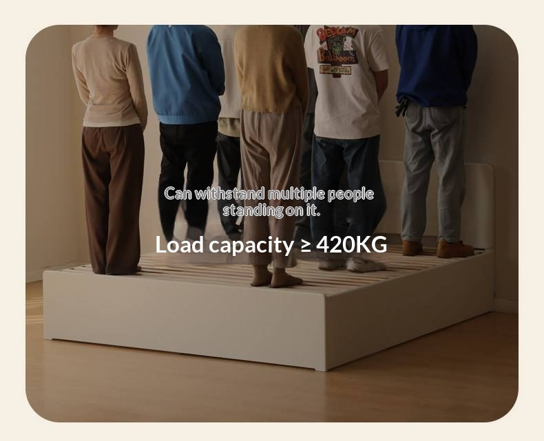 Rubberwood Solid Wood Bed — Modern Minimalist White Box Design