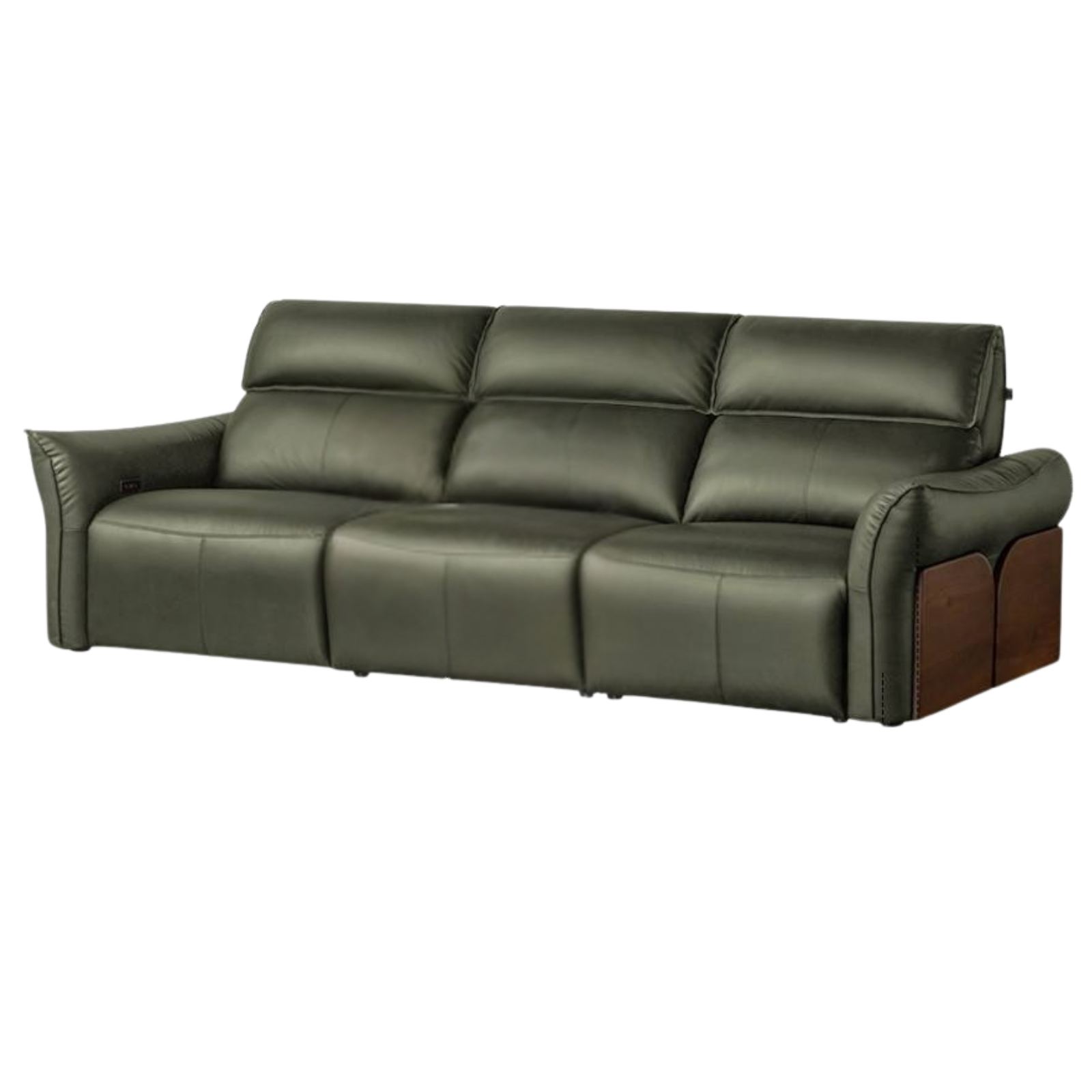 Black walnut solid wood Top Grain Genuine Leather Zero Wall Power Reclining Sofa